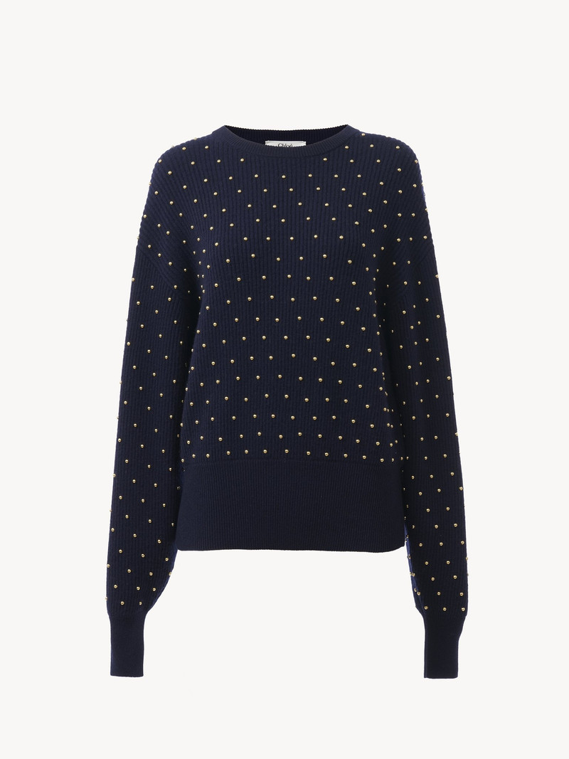 Chloé STUDDED CREW-NECK SWEATER IN WOOL & CASHMERE KNIT outlook