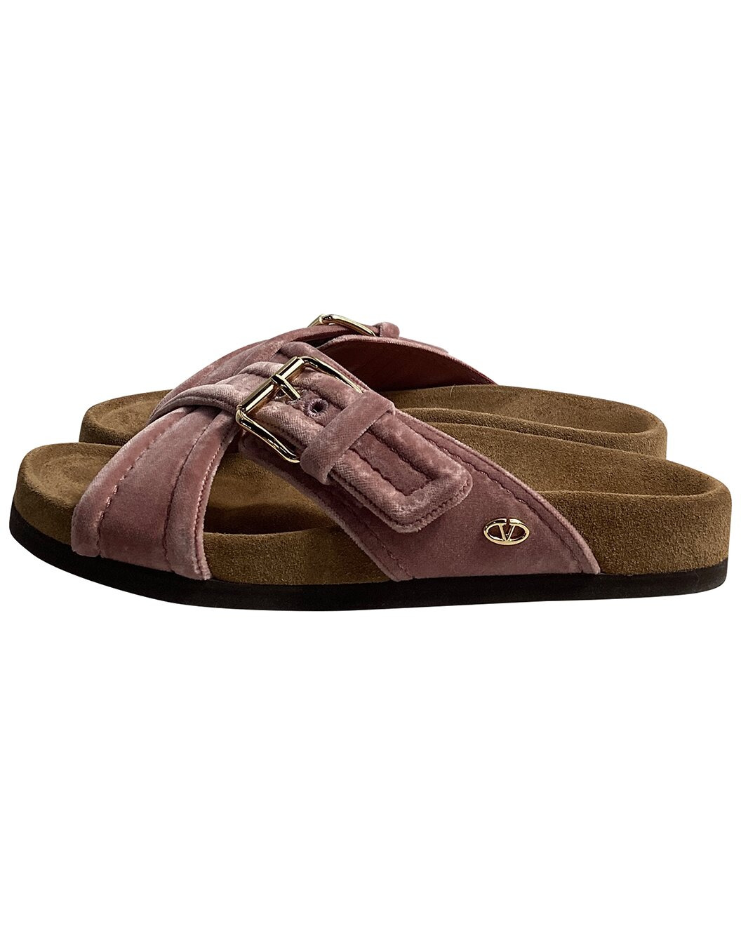 Valentino Women's Velvet Cross Strap Slip-On Flat (Authentic Pre-Loved) - 2