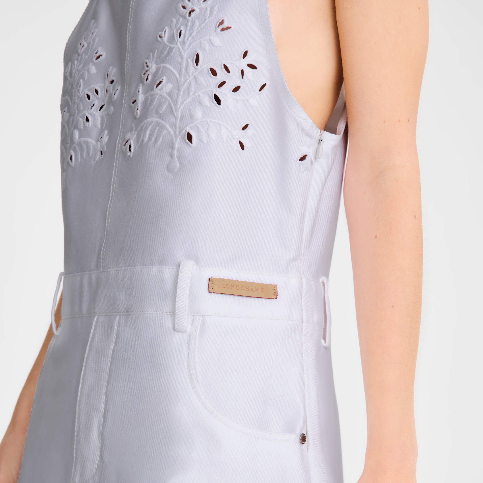 Dress White - Embroidered gabardine - 5