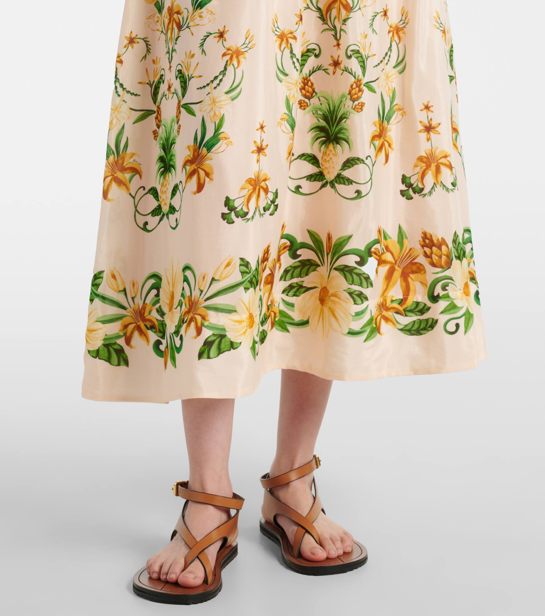 Floral cotton-blend midi dress - 5