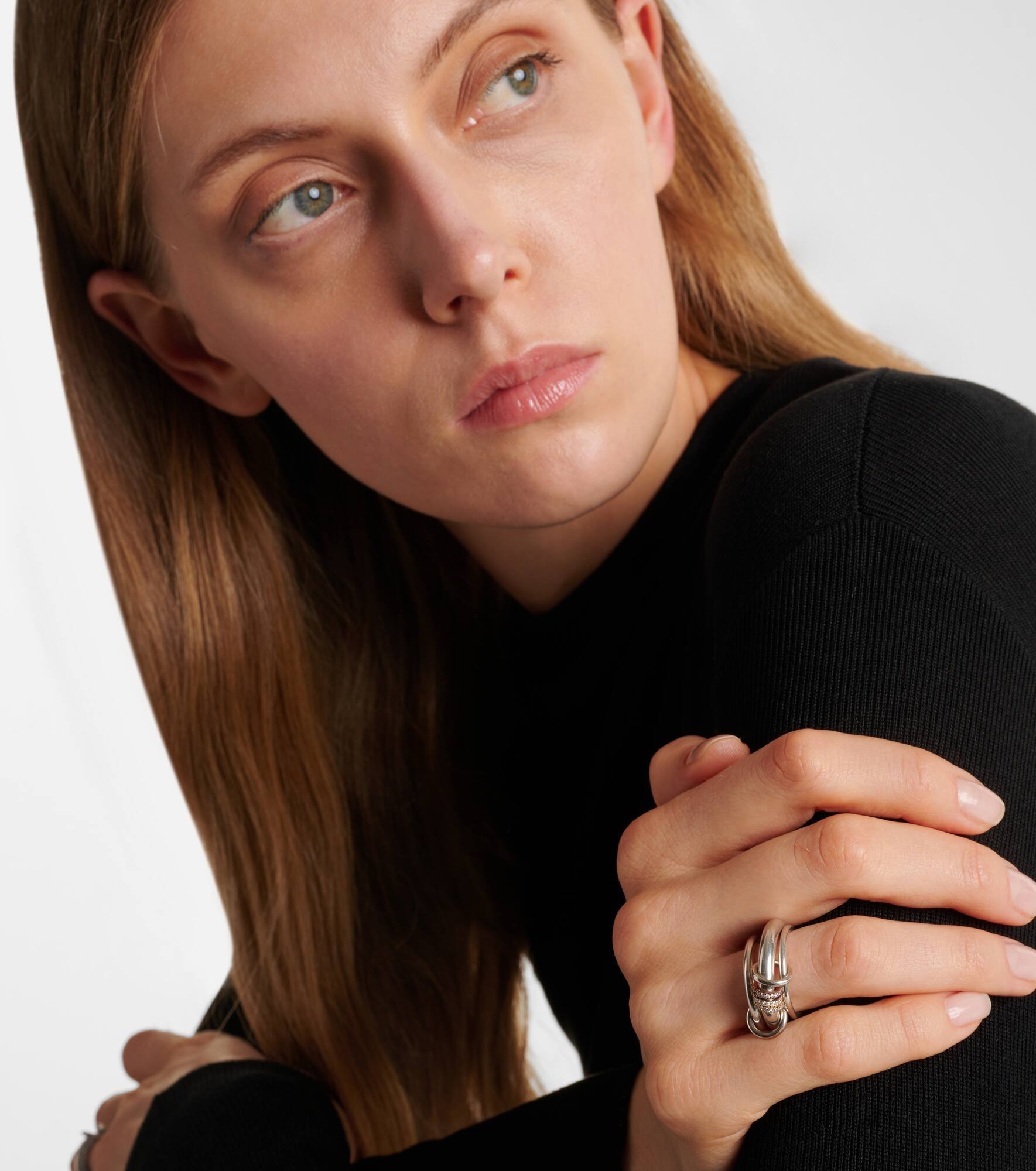 Gemini sterling silver ring with white diamonds - 3