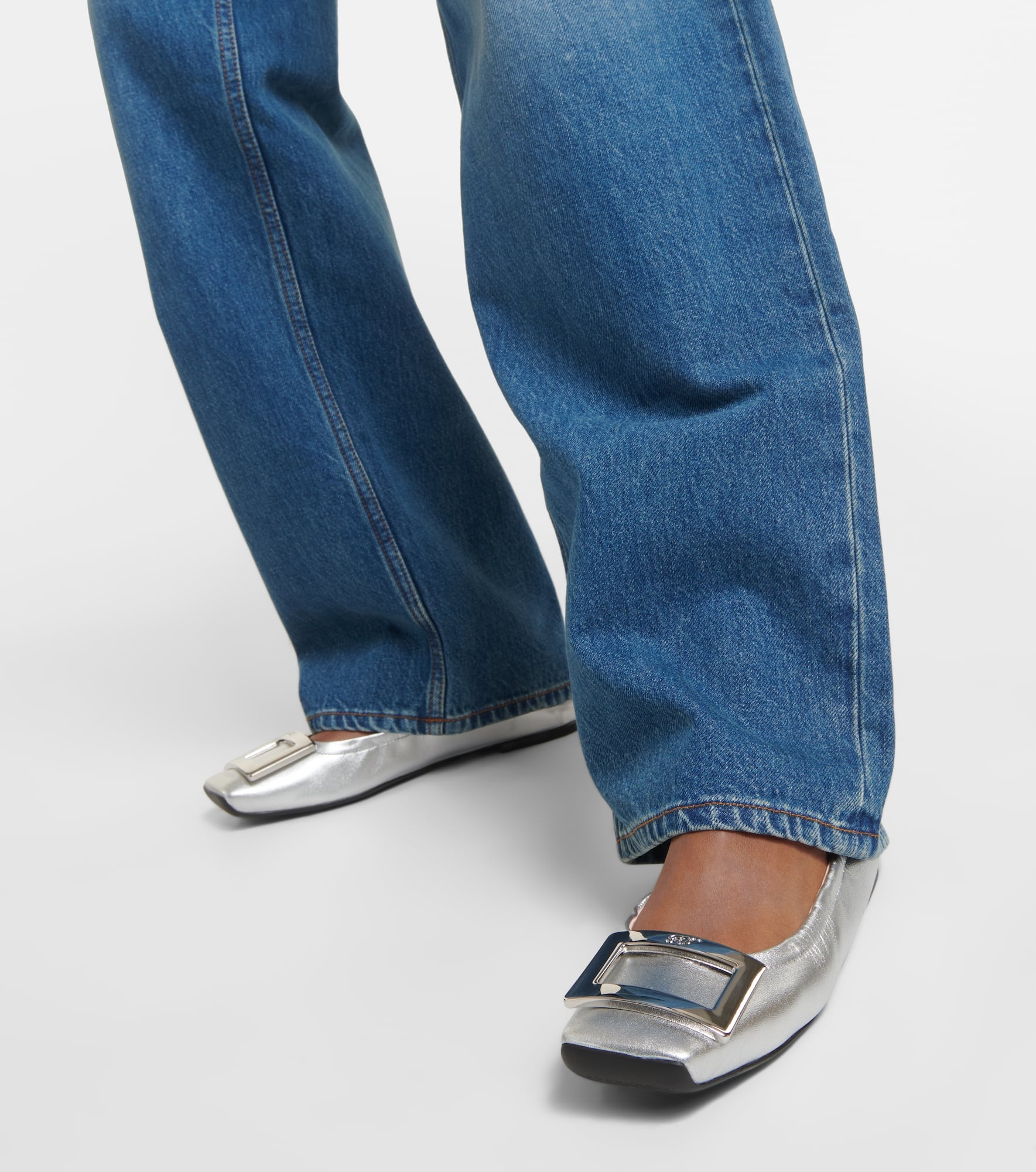 Viv' Pockette metallic leather ballet flats - 4