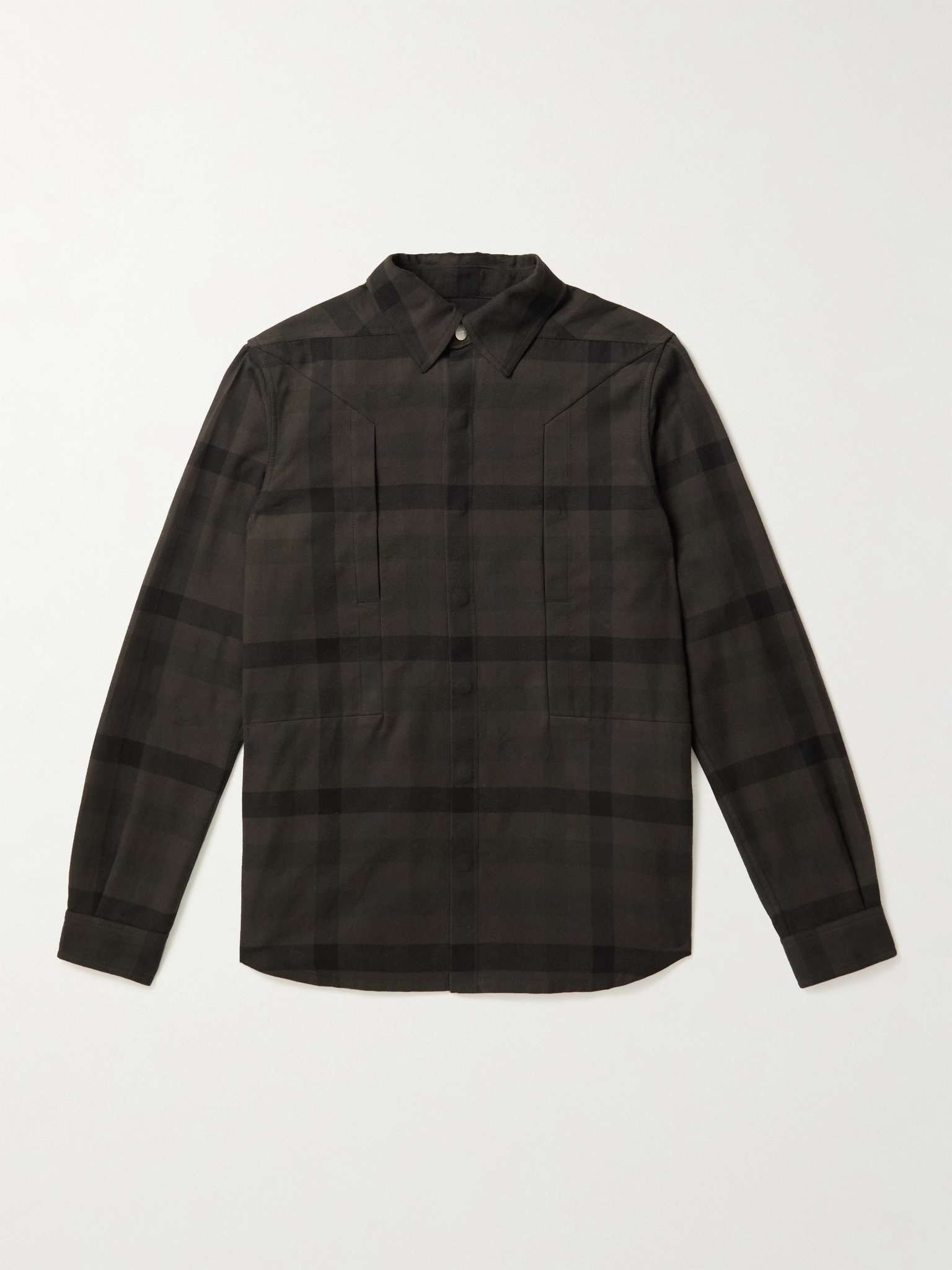 Checked Brushed Cotton-Twill Overshirt - 1