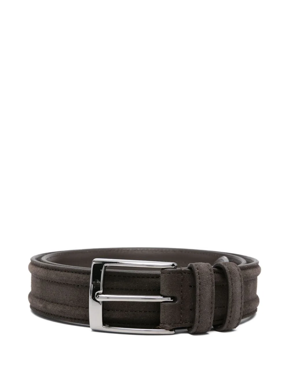 suede silver-buckle belt - 1