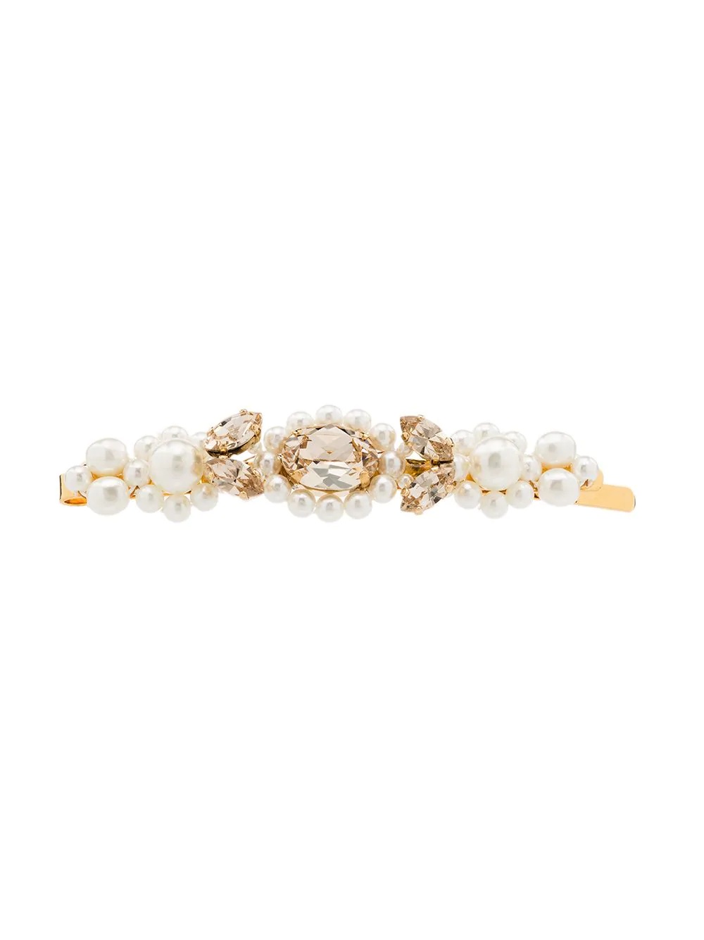 gold-tone pearl and crystal hair clip - 1