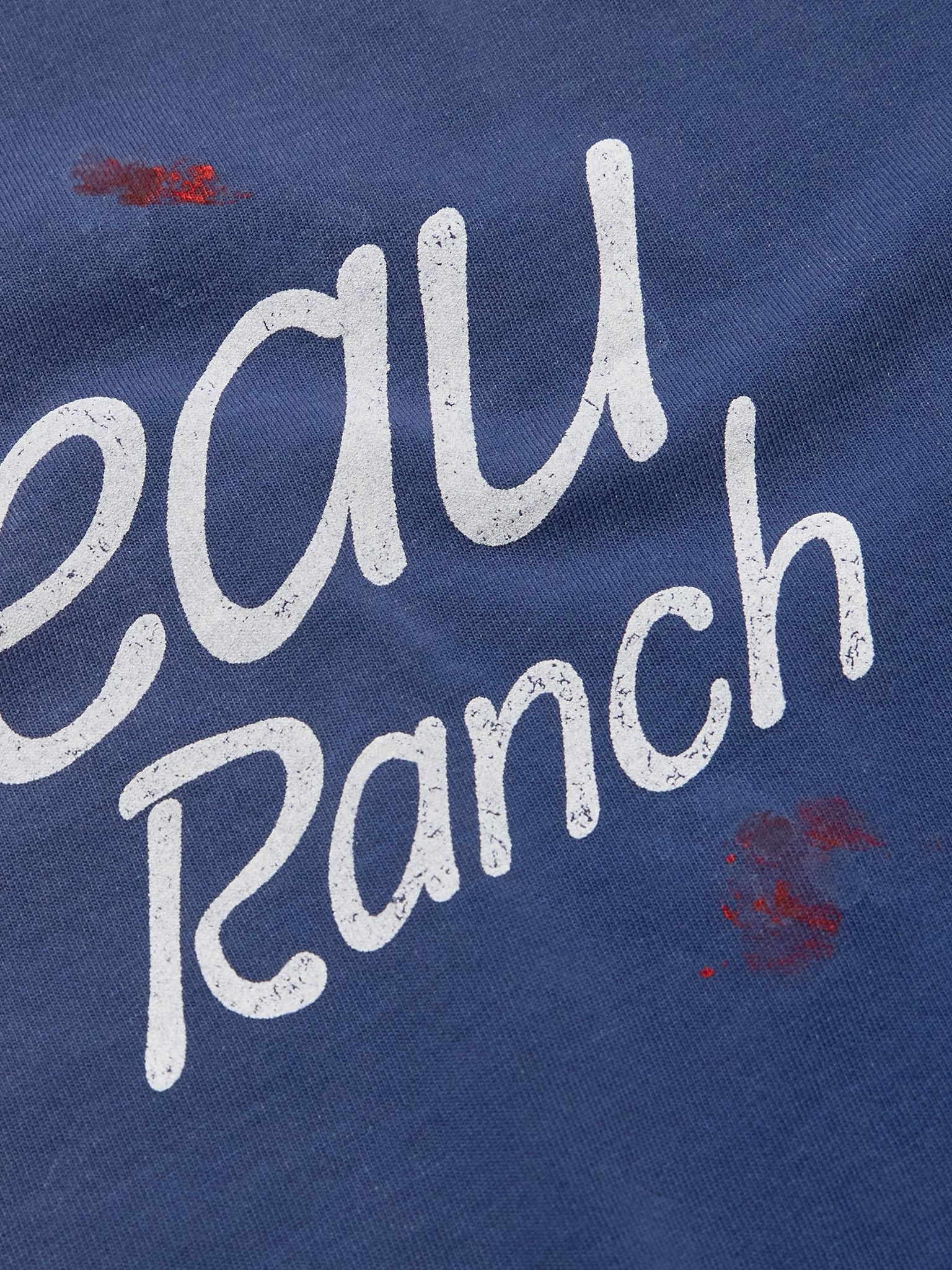Chateau Ranch Distressed Printed Supima Cotton-Jersey T-Shirt Navy - 4