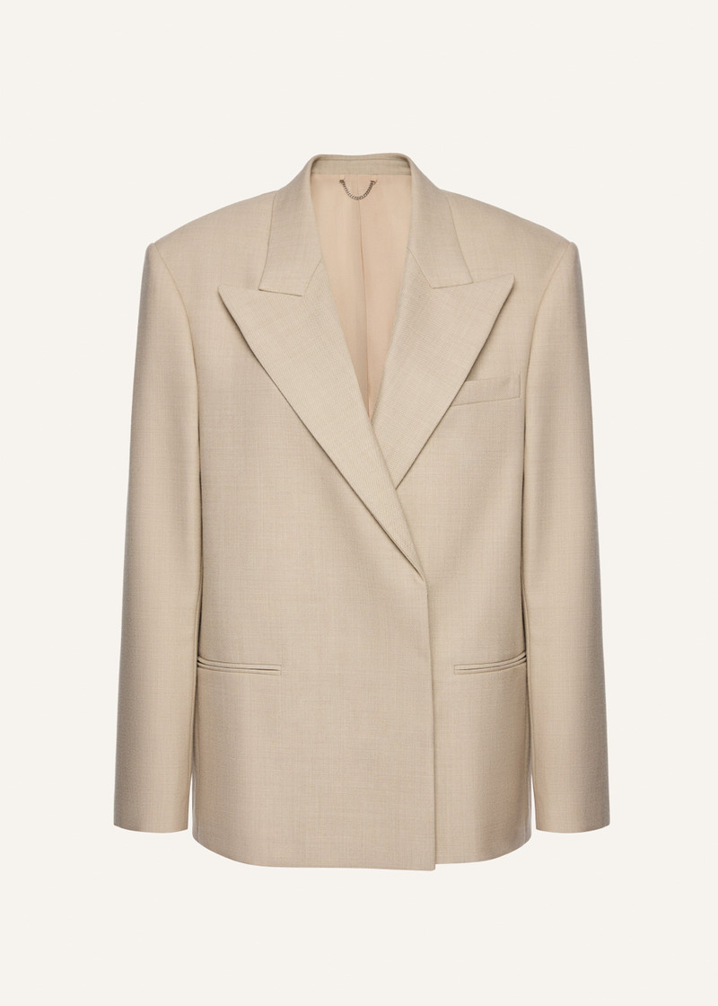 Wool crossover blazer in beige 1