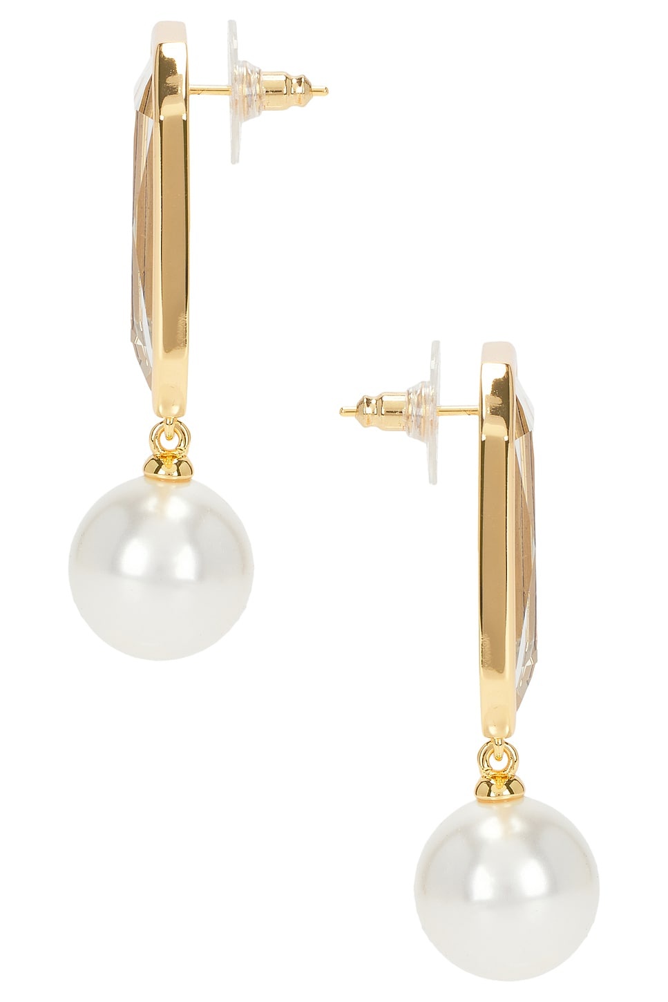 Crystal Pearl Tiered Earrings - 2