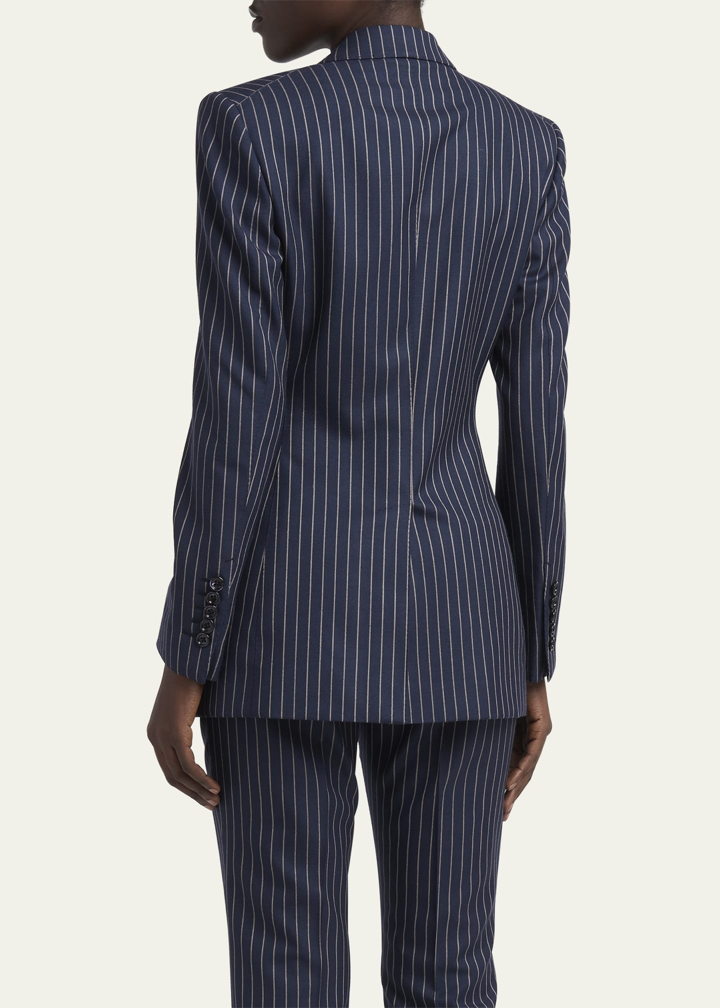 Pintstripe One-Button Wool Blazer - 3