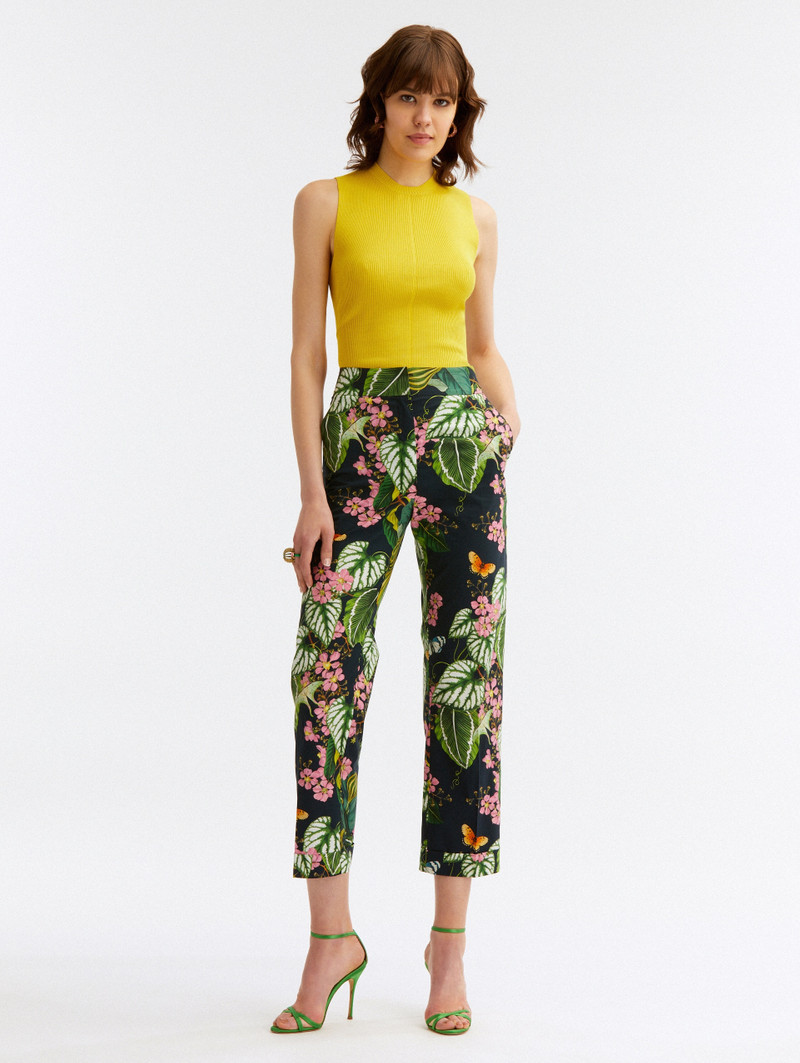 MIXED BOTANICAL SKINNY POPLIN ANKLE PANTS 2