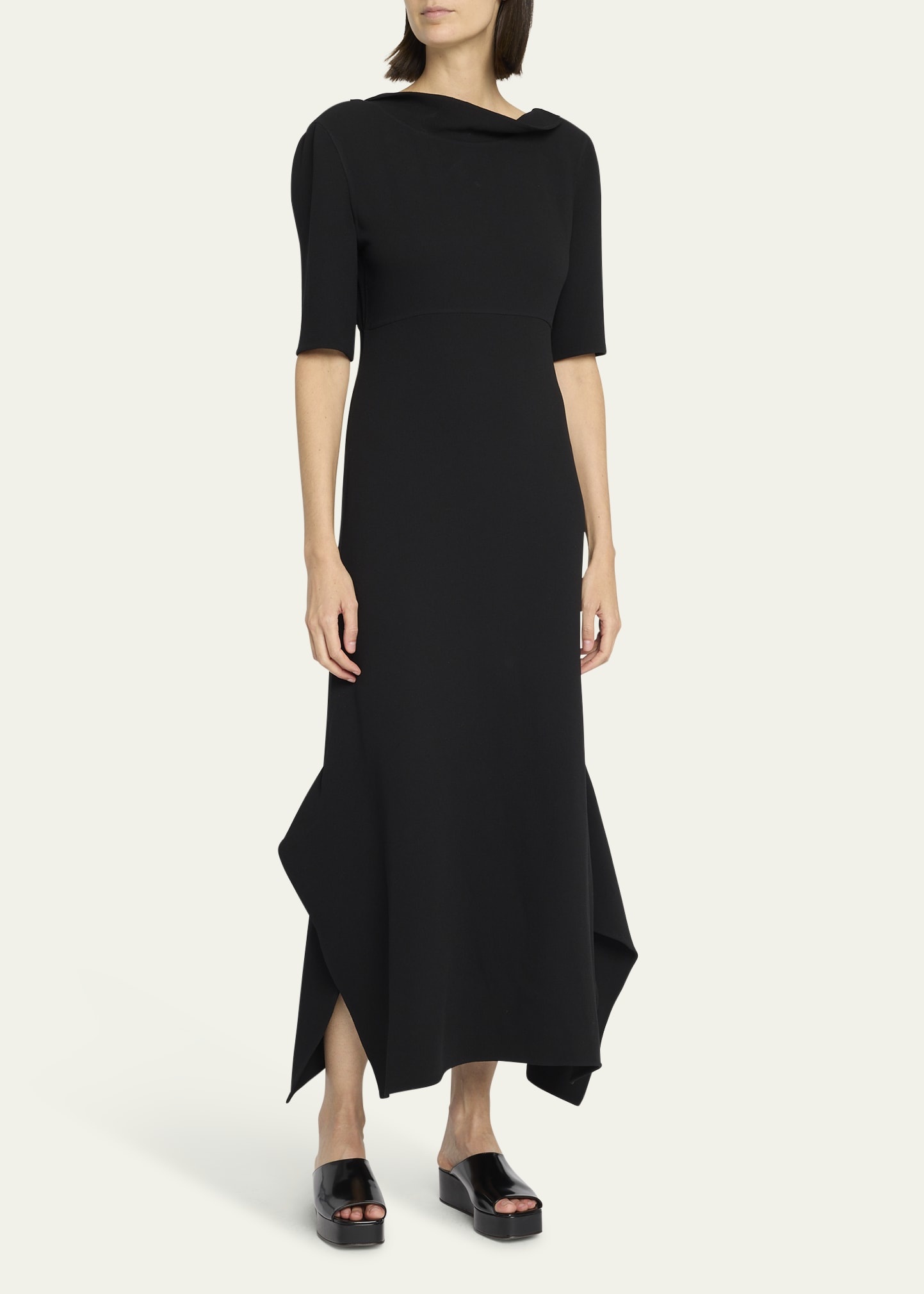 Faede Draped Back Long Silk Dress - 4
