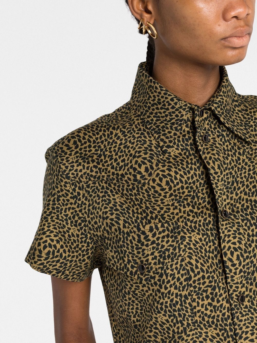 leopard-print cropped shirt - 3