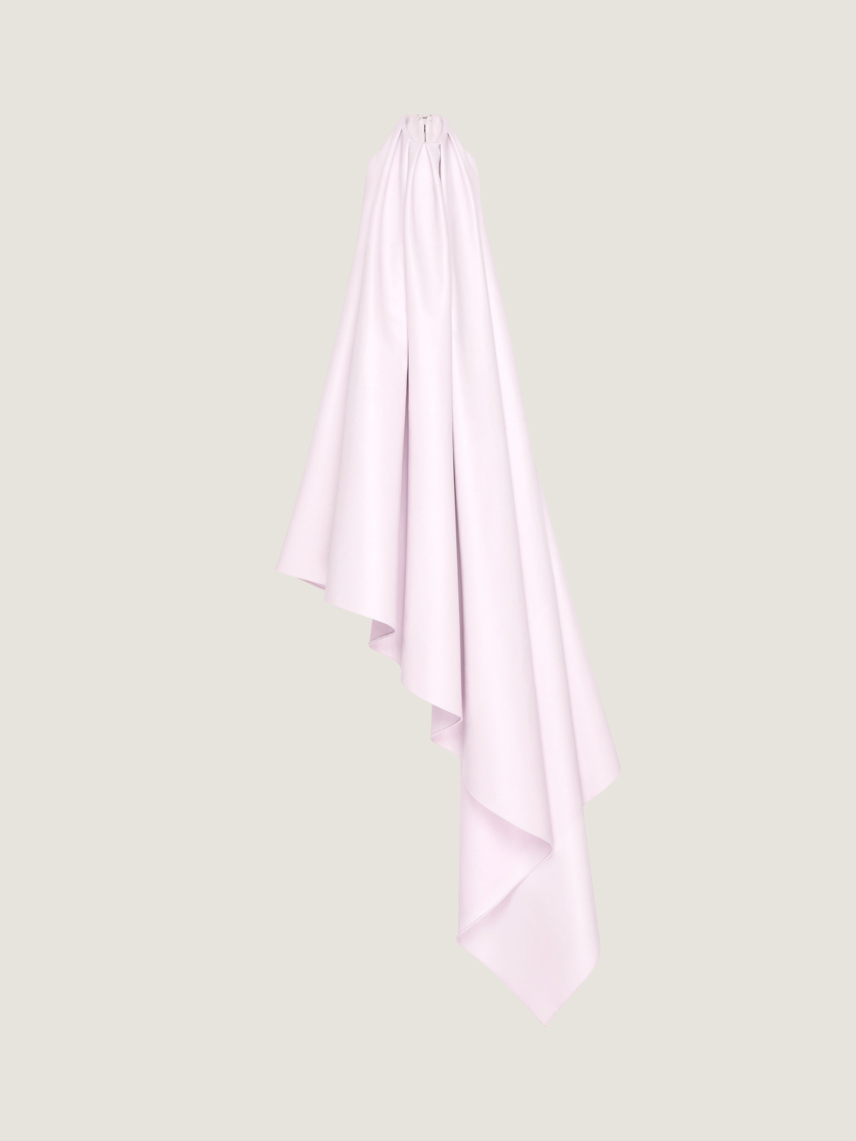 ASYMMETRIC HALTERNECK DRESS IN LEATHER - 1