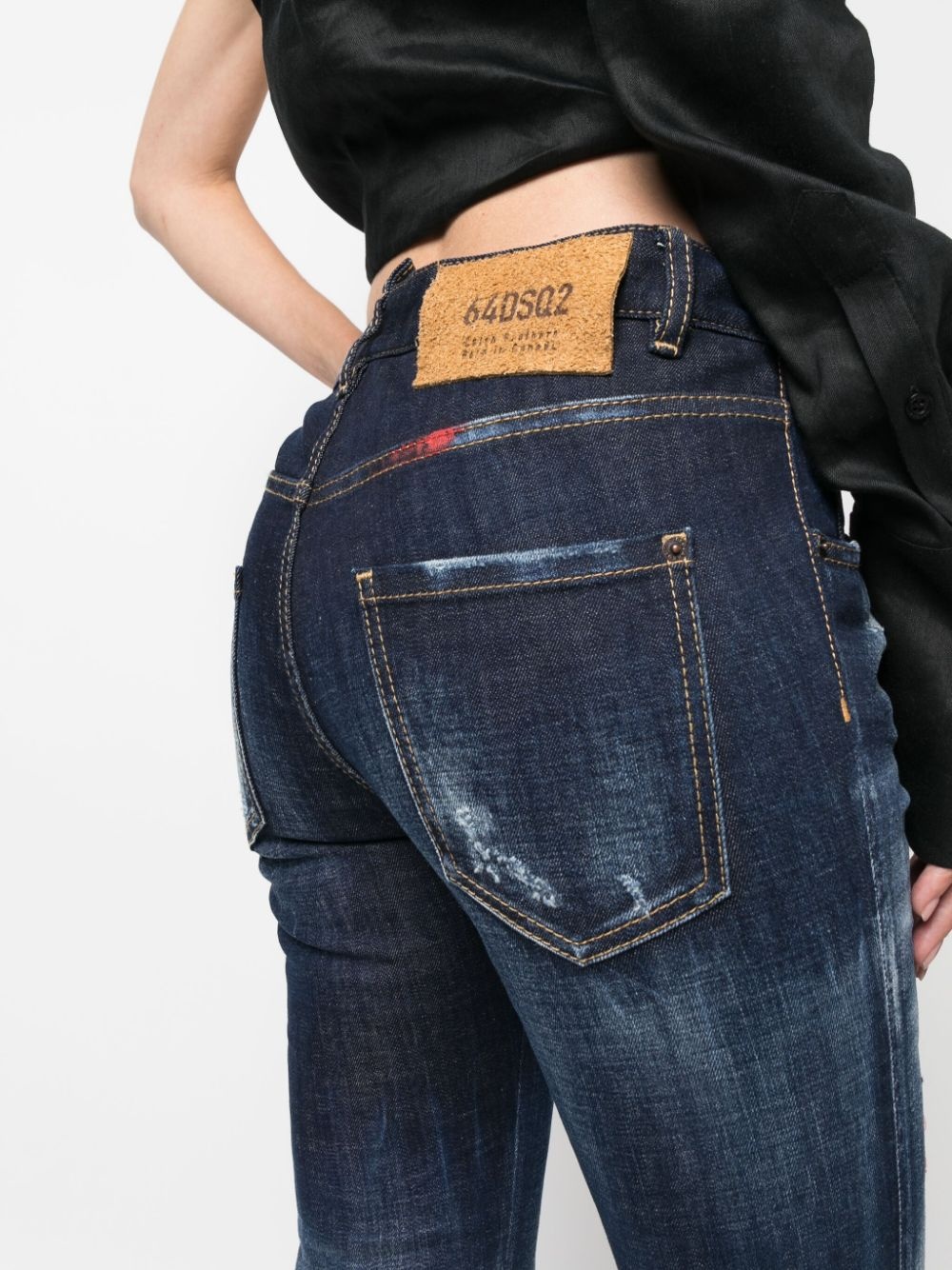 embroidered-design cropped jeans - 5