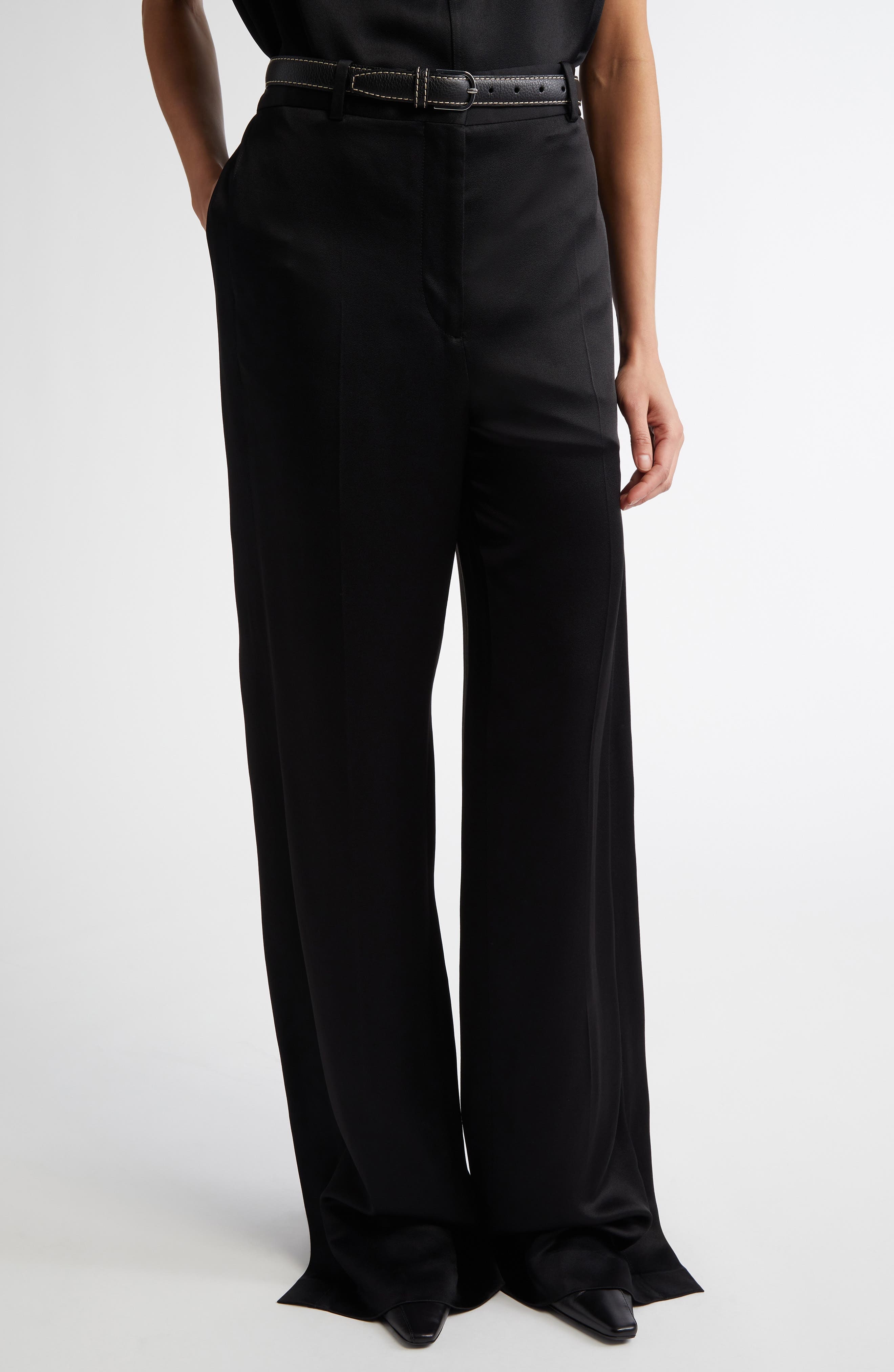 TOTEME Slit Cuff Trousers in Black at Nordstrom - 1