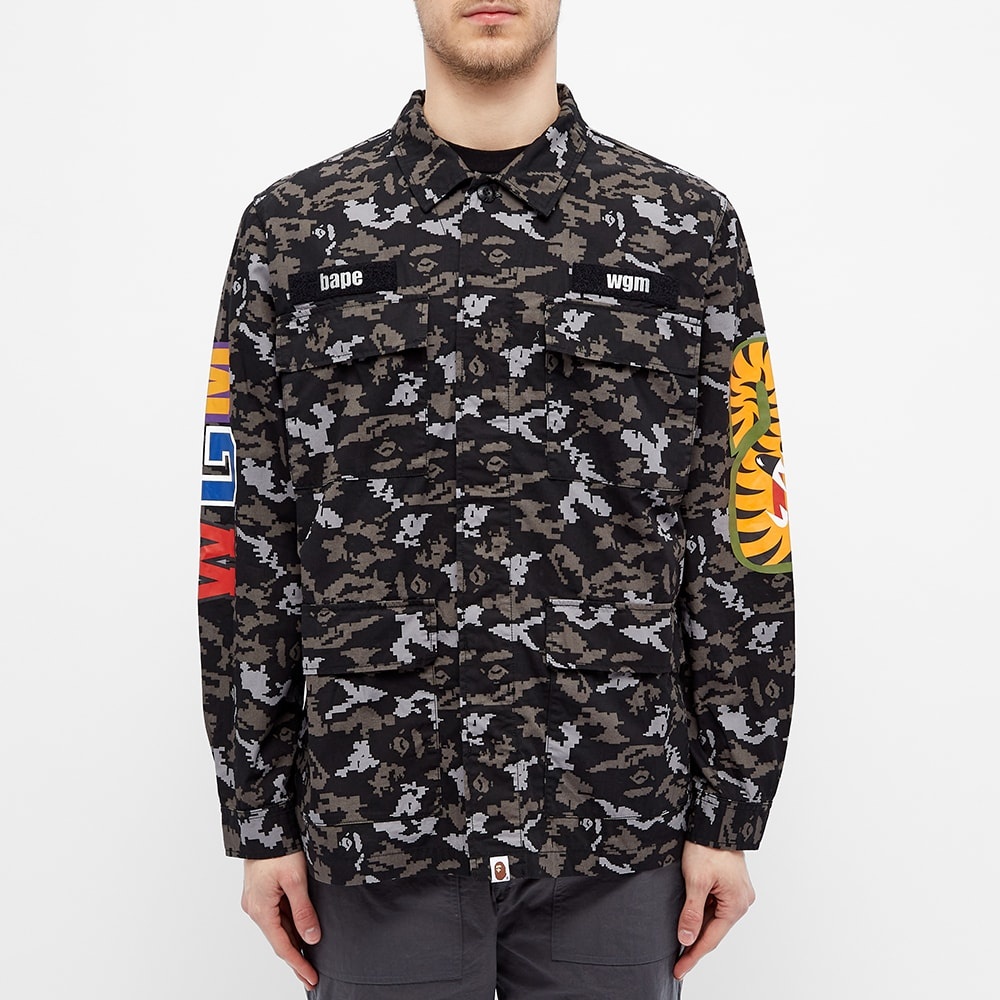 A Bathing Ape Digital Camo Shark Military Relaxed Shirt - 5