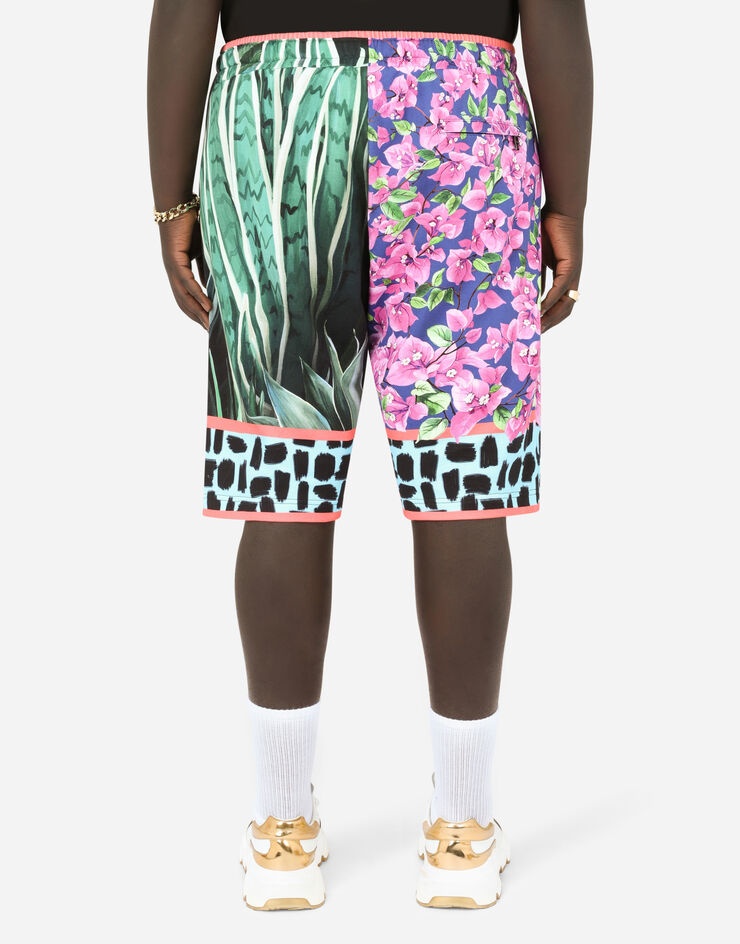 Jersey jogging shorts with jungle mix print - 4