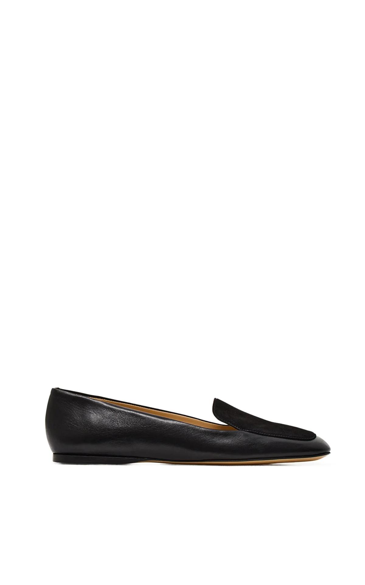 Aveda Flat Loafer in Black Leather & Suede - 1