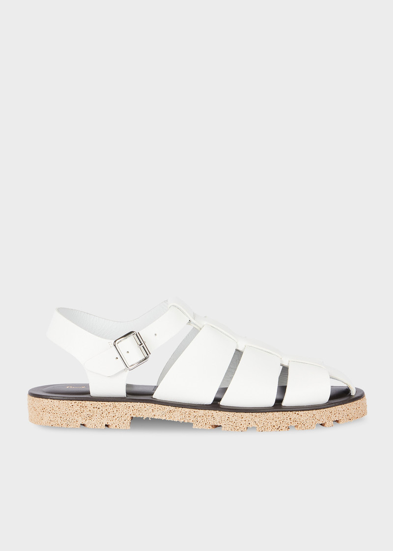 White Leather 'Sandoval' Fisherman Sandals 1