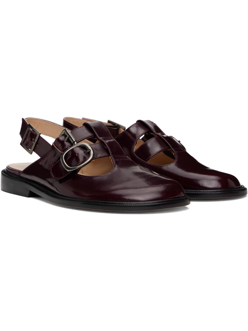Burgundy Slingback Mary-Jane Loafers - 4