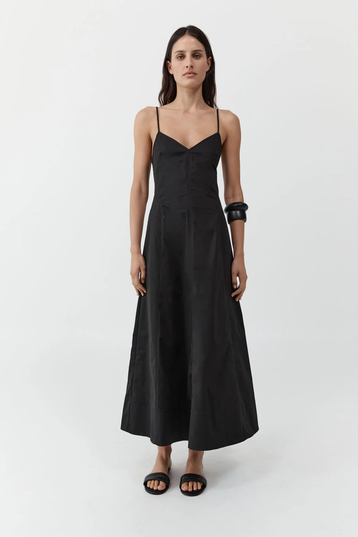 Structured Cotton Dress - Black - 1
