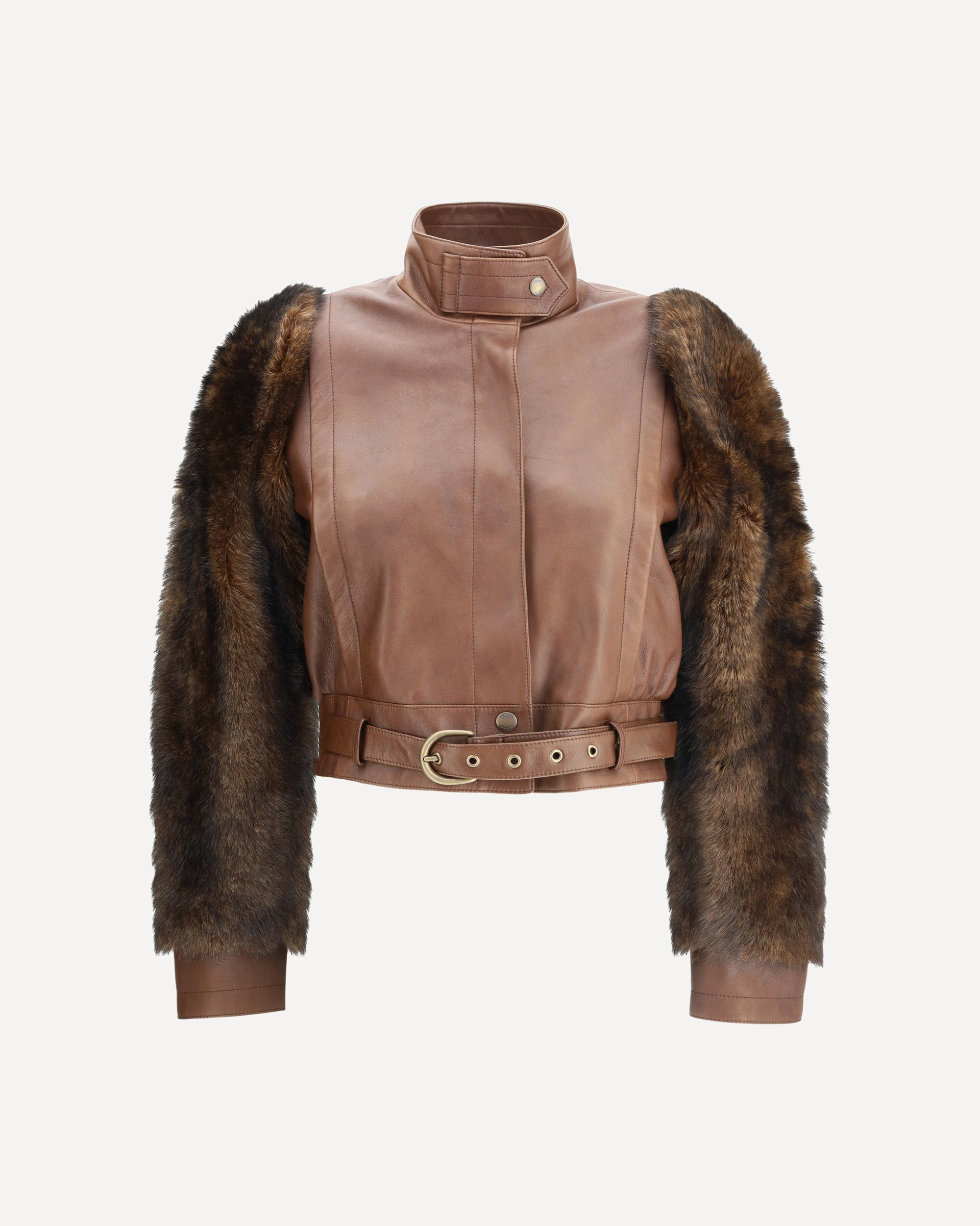 Leather and fur short Jacket - 1