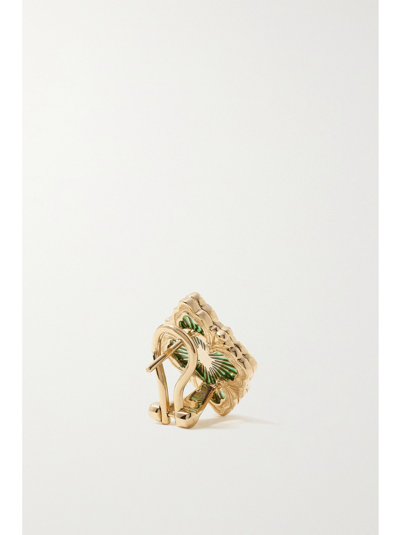 Opera Tulle 18-karat Gold Enamel Earrings 3