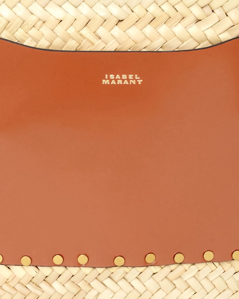 CADIX RAFFIA AND LEATHER BASKET BAG - 3
