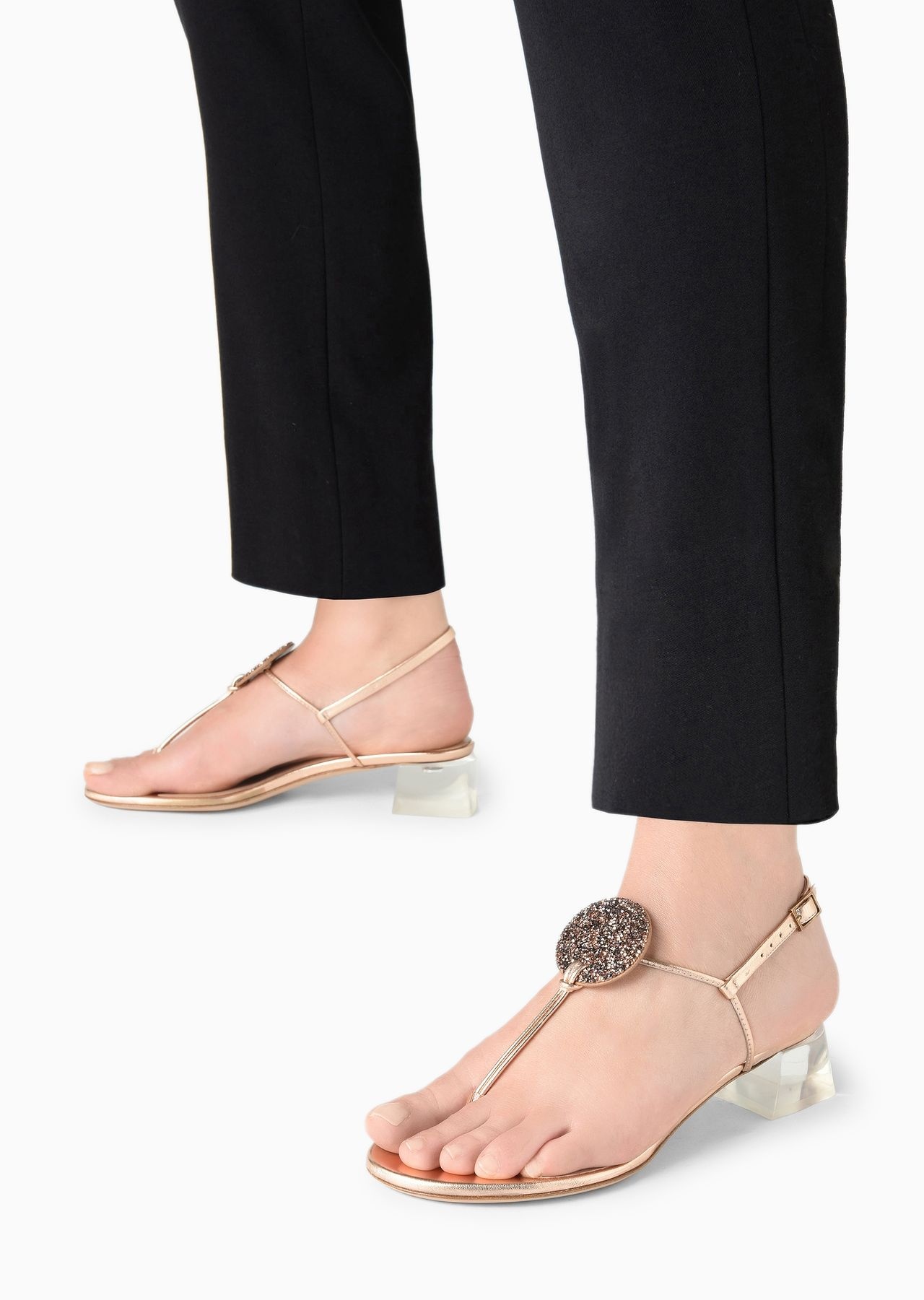 Laminated nappa-leather thong sandals with heels - 6