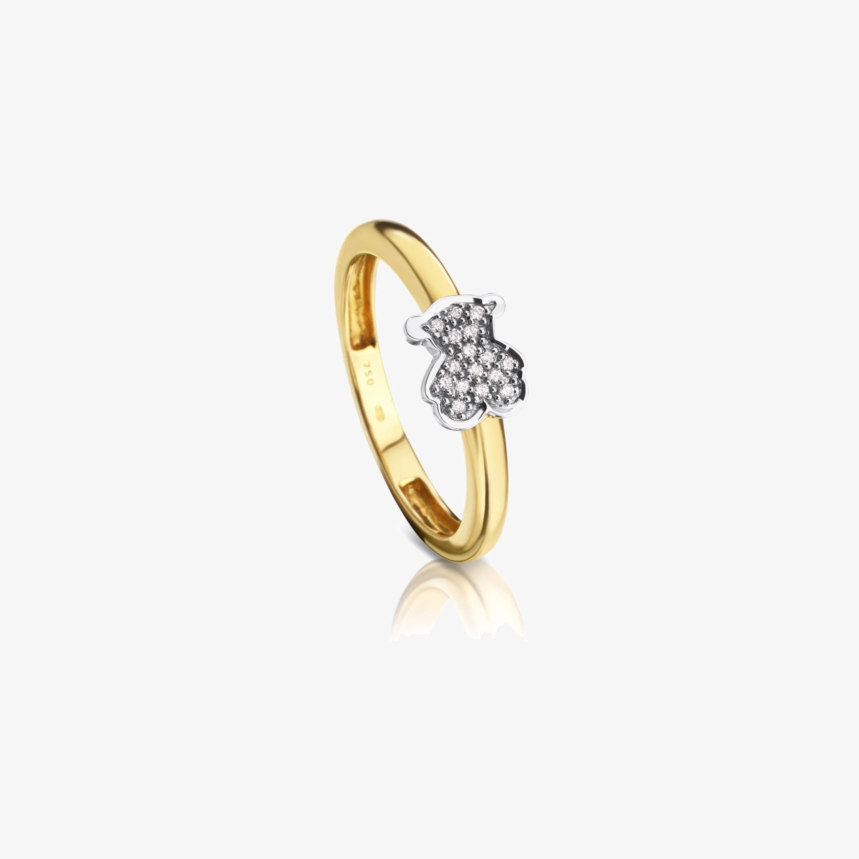 18K Solid gold and 18K white gold TOUS Gen Ring with Diamond 0,06ct Bear motif - 1