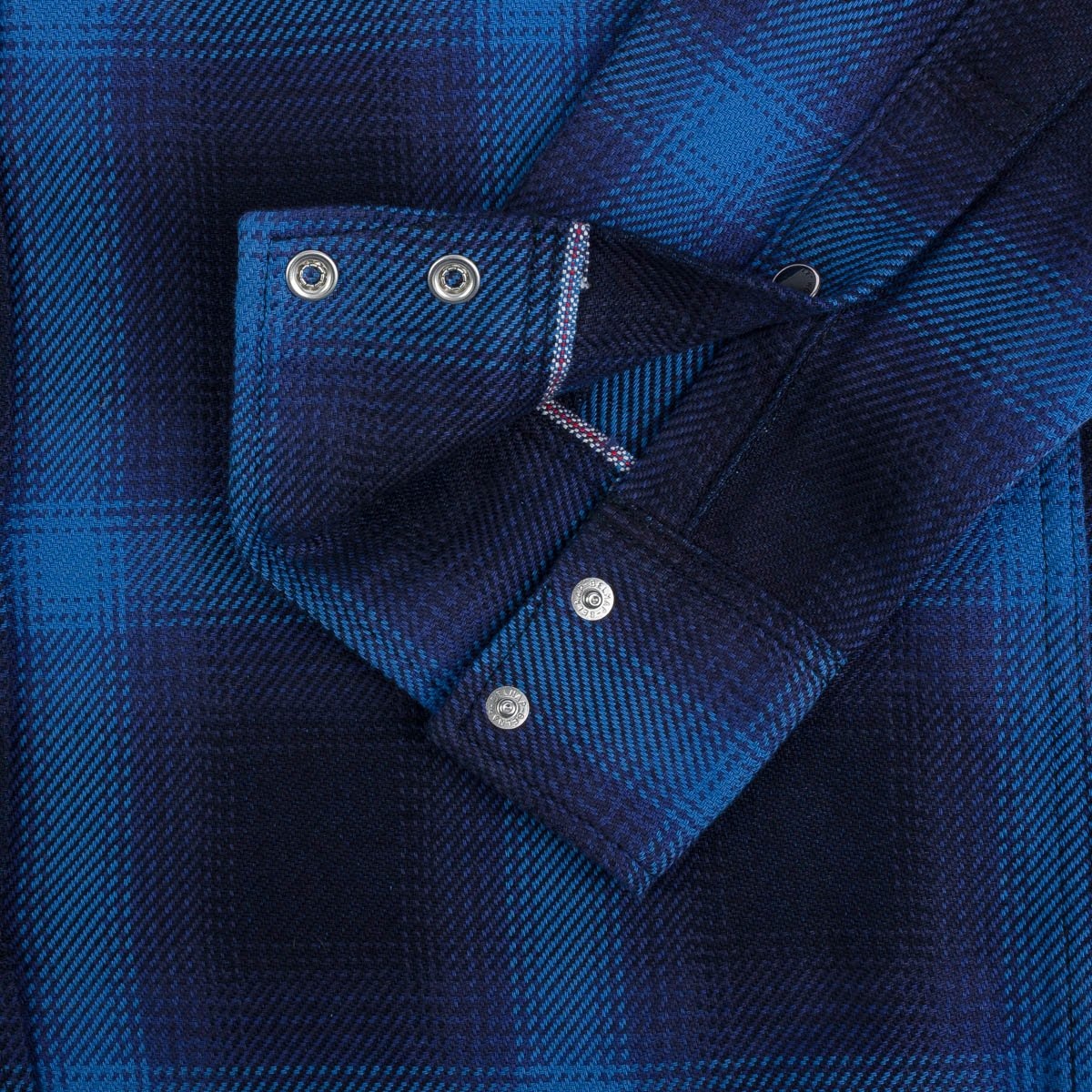 IHSH-348-IND 9oz Selvedge Ombré Check Western Shirt - Indigo - 12