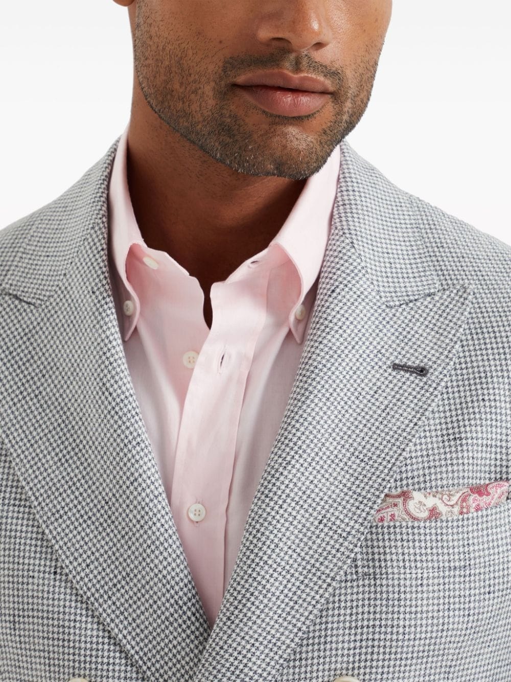 puppytooth double-breasted linen blazer - 5