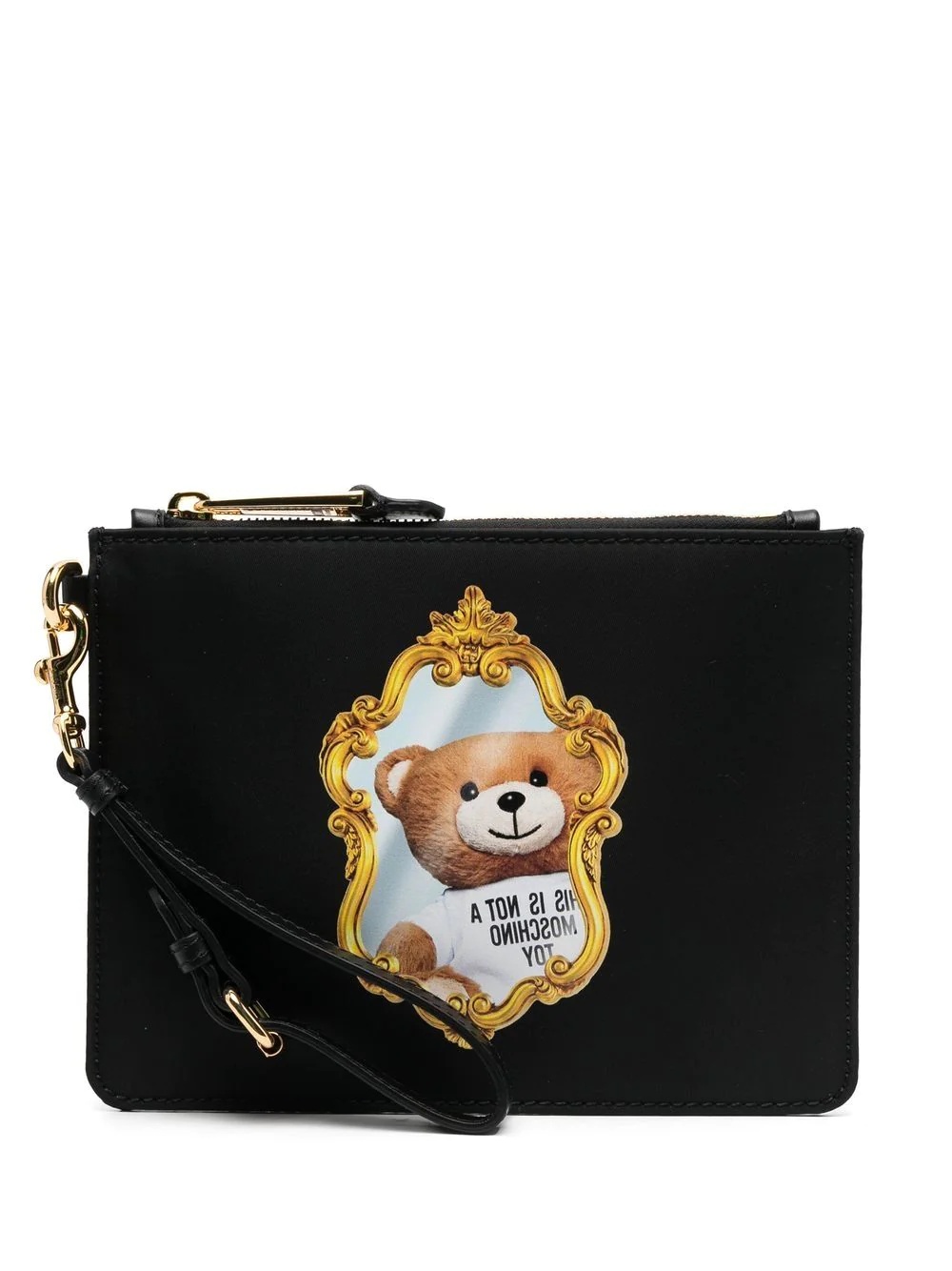 Teddy Bear-print leather clutch bag - 1