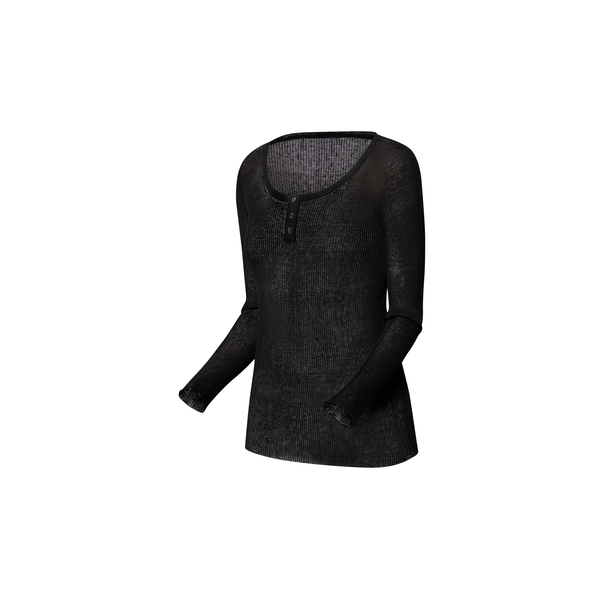 Ribbed Henley Top - 2