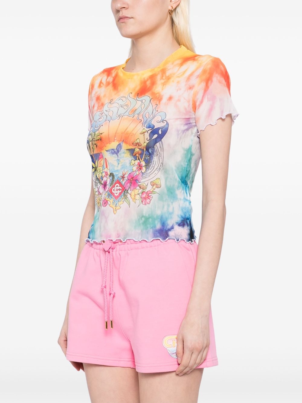 printed mesh T-shirt - 3