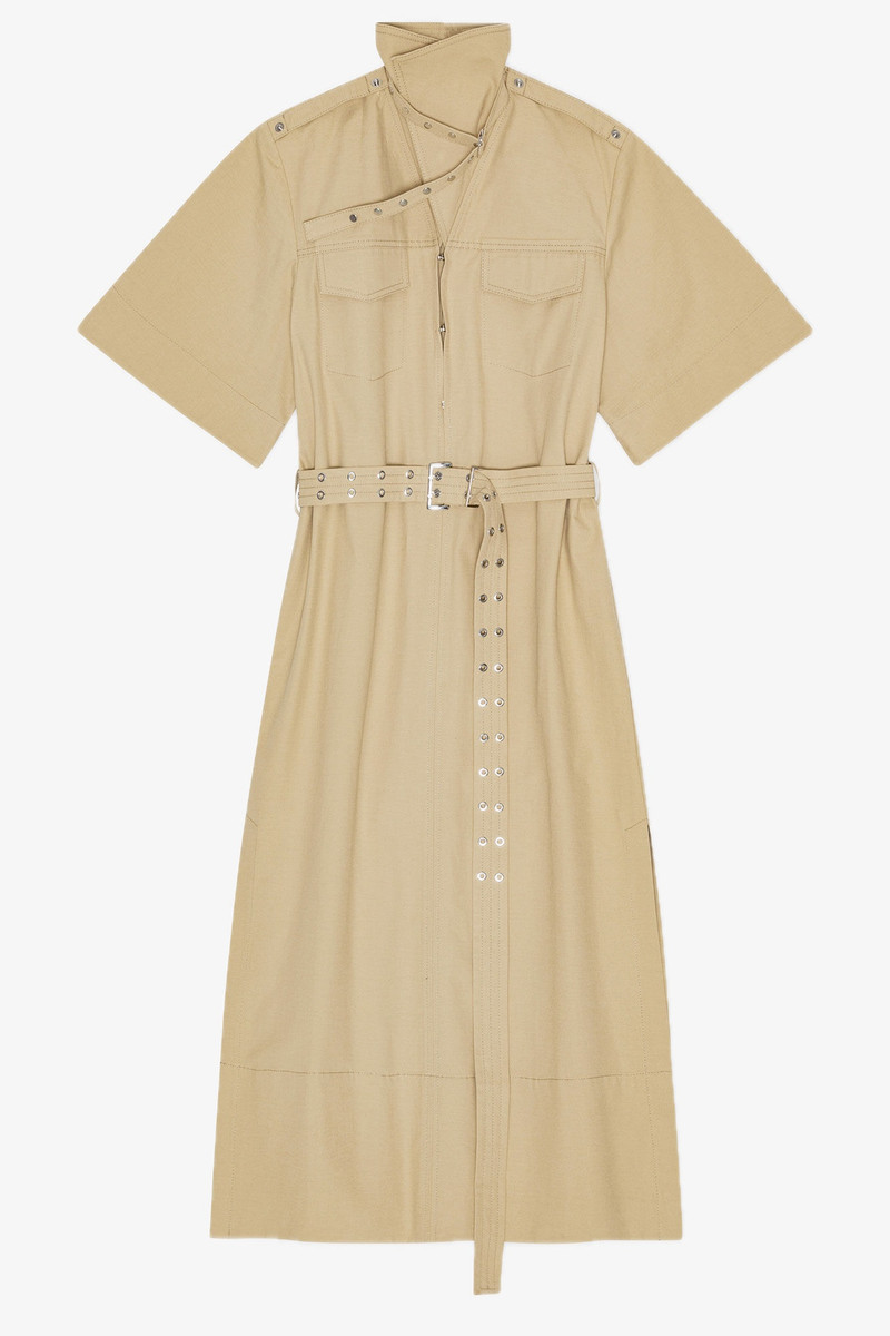 BEIGE STRETCH COTTON DRESS 3
