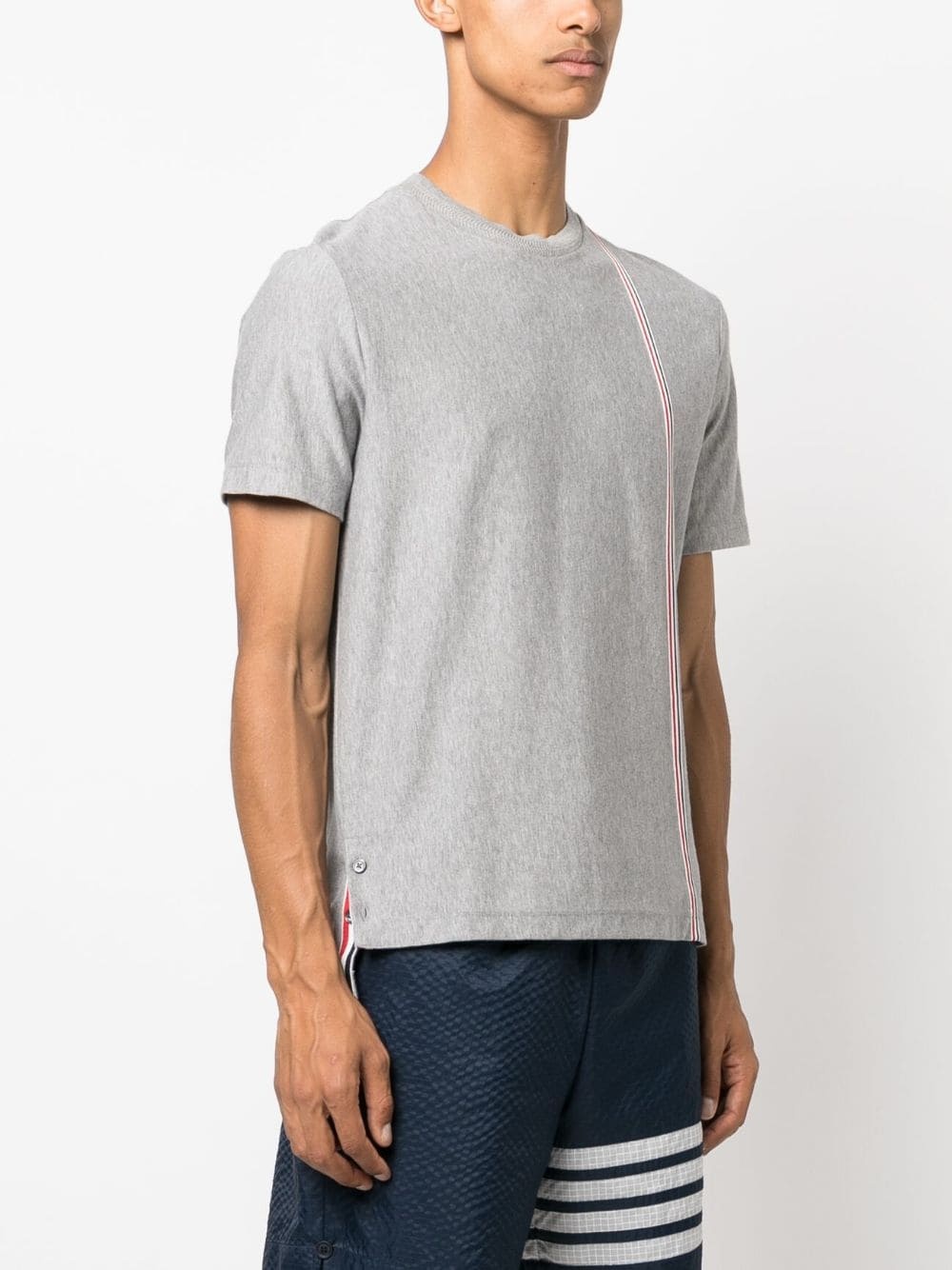 THOM BROWNE Men Short Sleeve Tee In Med Weight Jersey W/ ENG RWB Stripe - 2