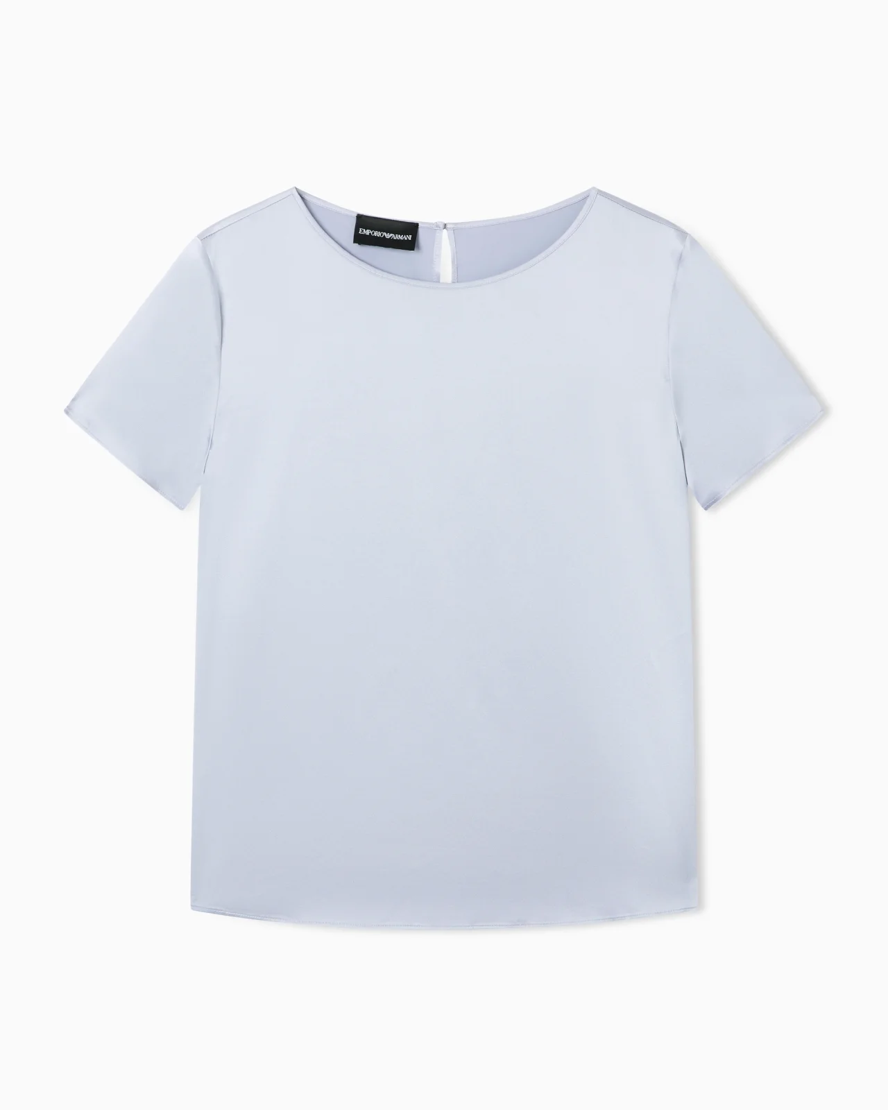 SHORT-SLEEVED SILK SATIN BLOUSE - 1