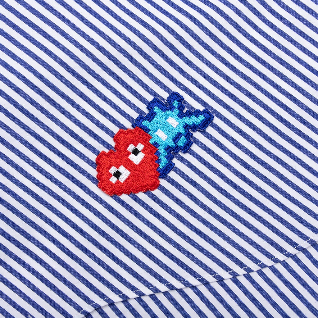 COMME DES GARCONS PLAY X THE ARTIST INVADER STRIPED SHIRT - BLUE/WHITE - 4