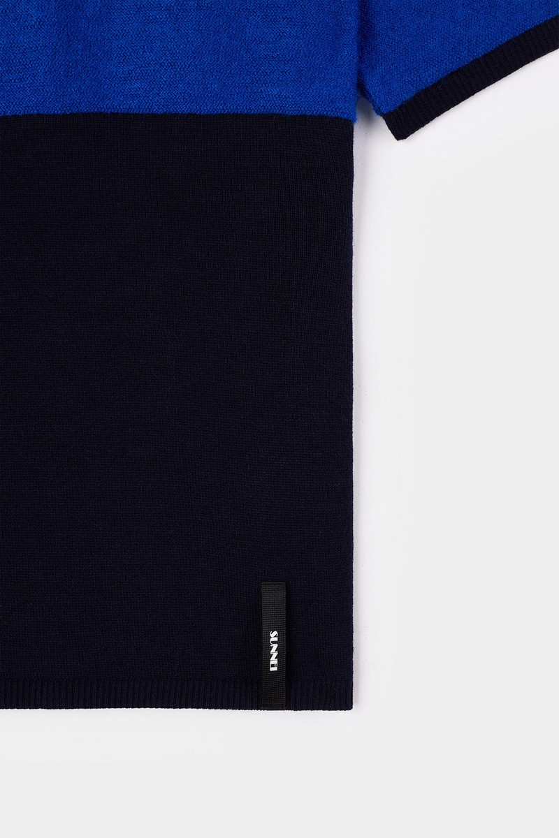 STRIPED KNIT SHORTSLEEVE TOP / dark blue & electric blue 6