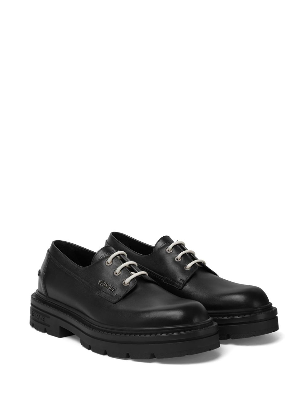 logo-lettering leather shoes - 2