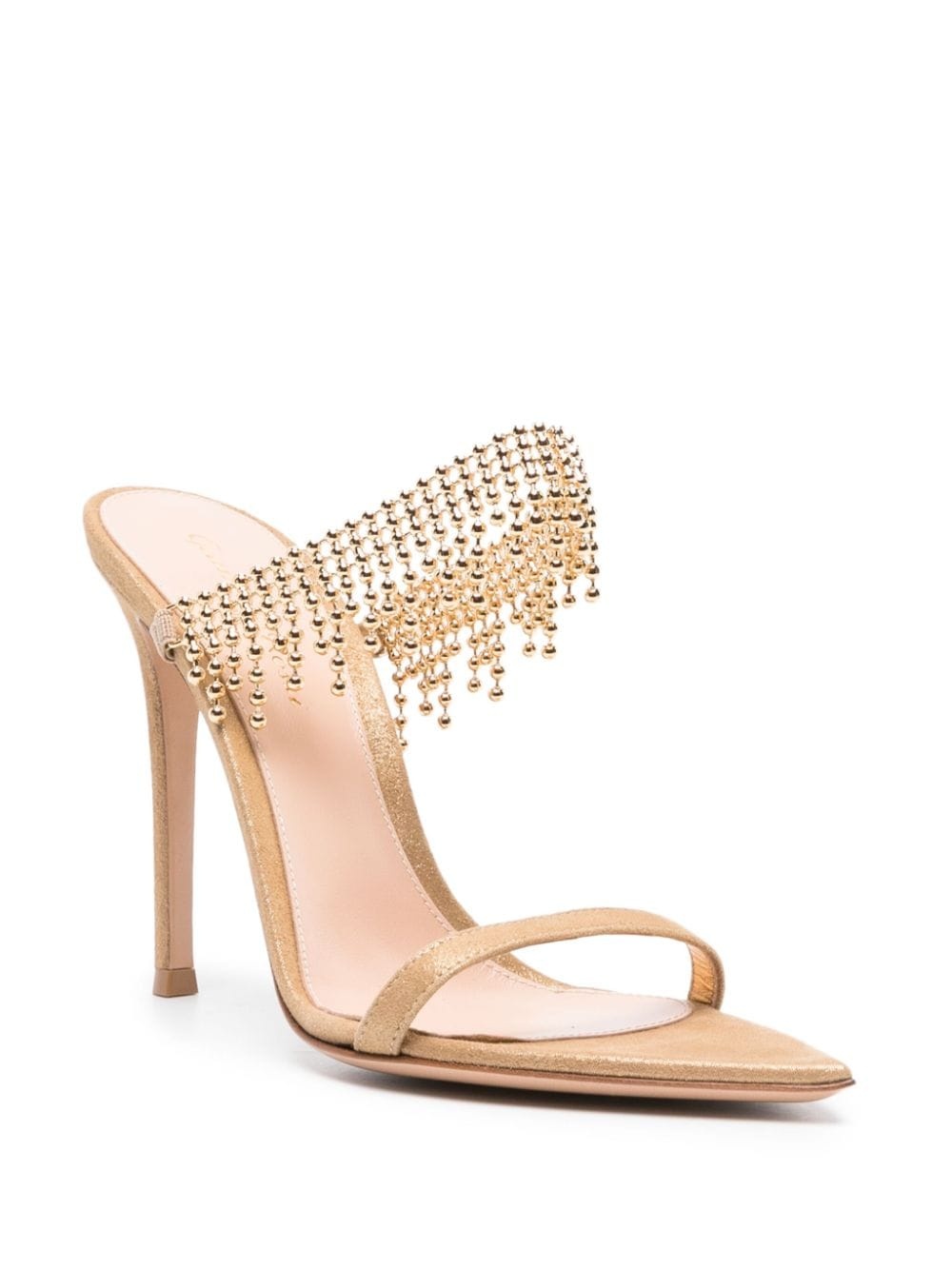 beaded-strap metallic mulles - 2