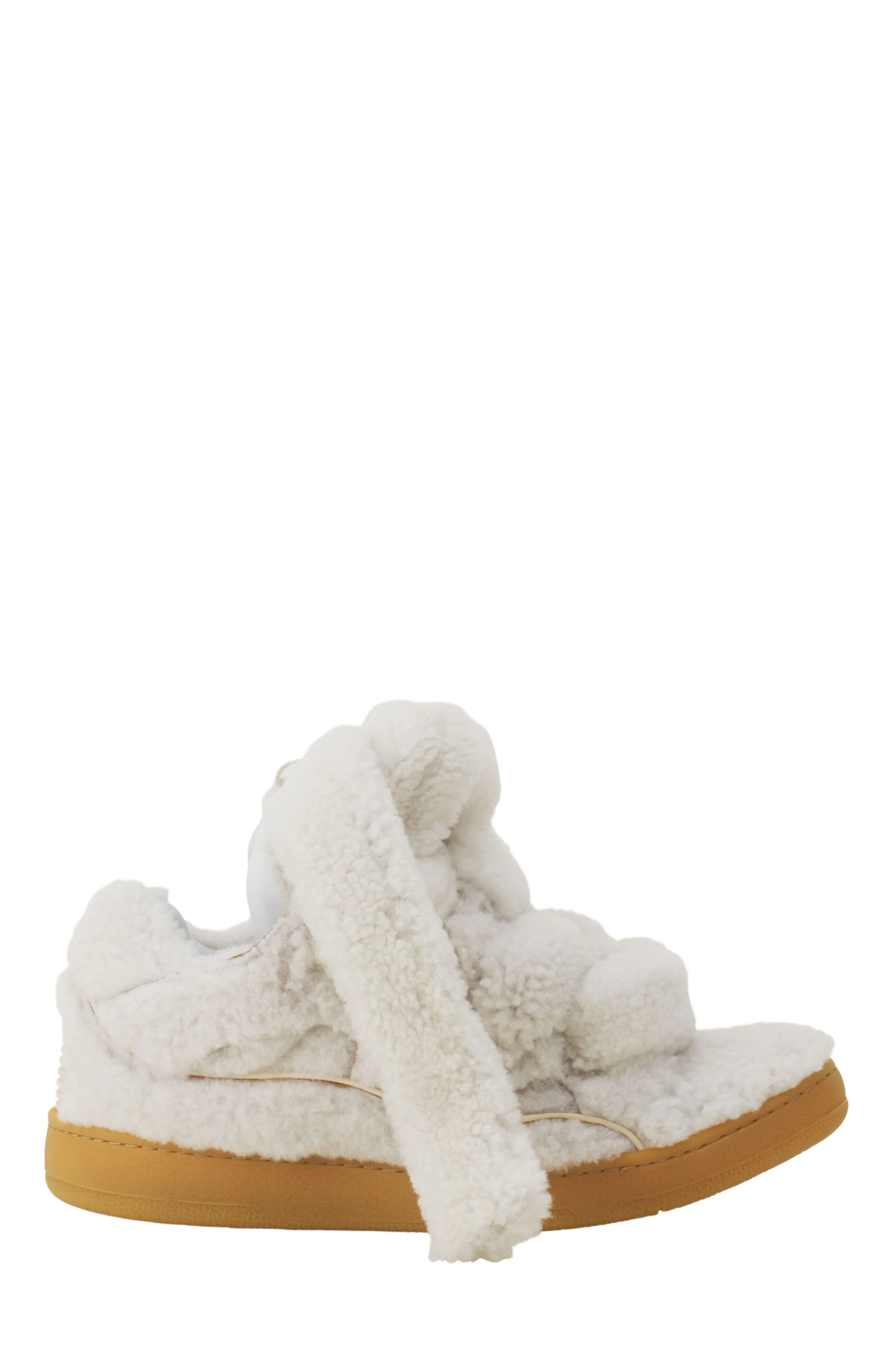 Lanvin Curb Sneakers In Shearling in Beige at Nordstrom - 1