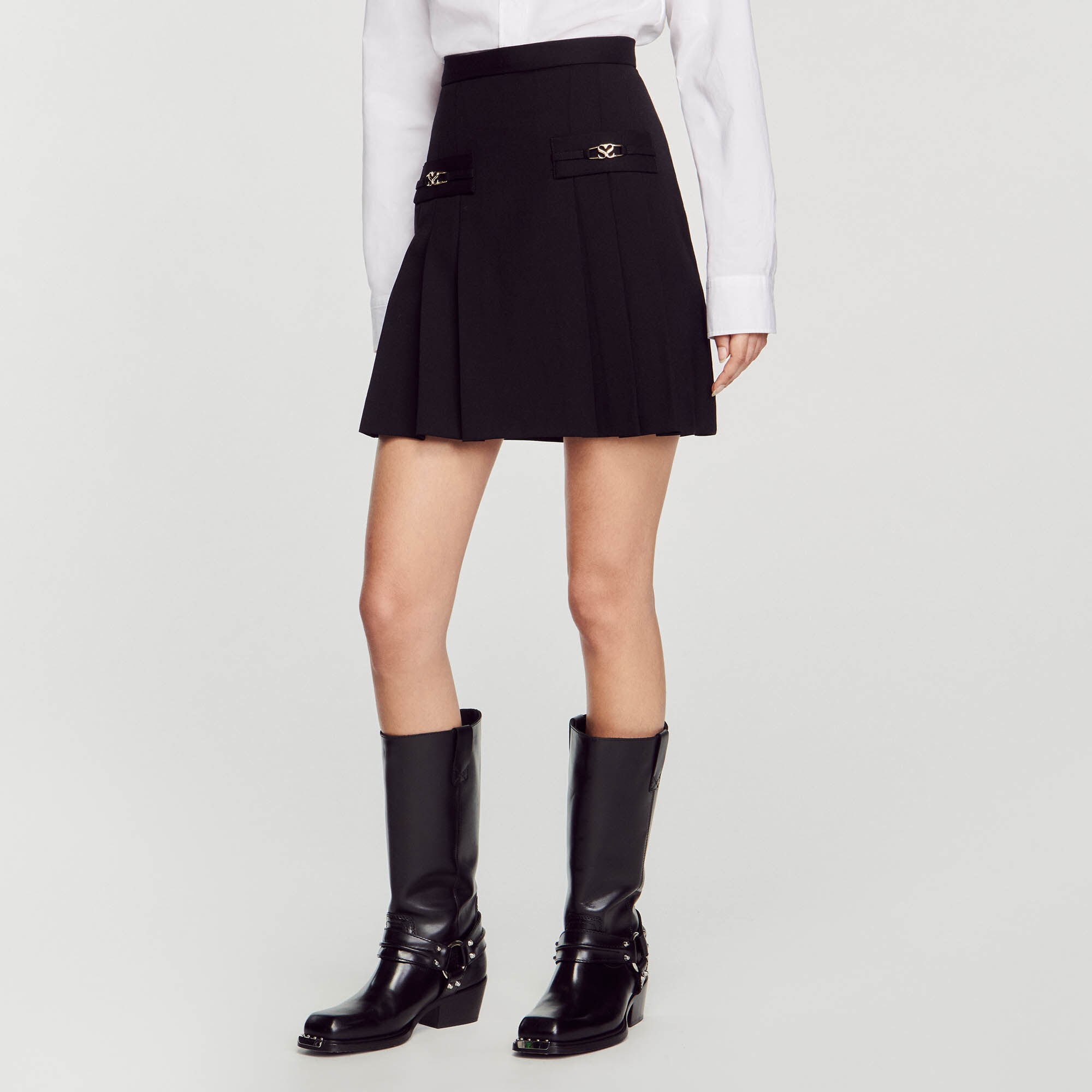 SHORT SKIRT WITH STITCHED PLEATS - 5