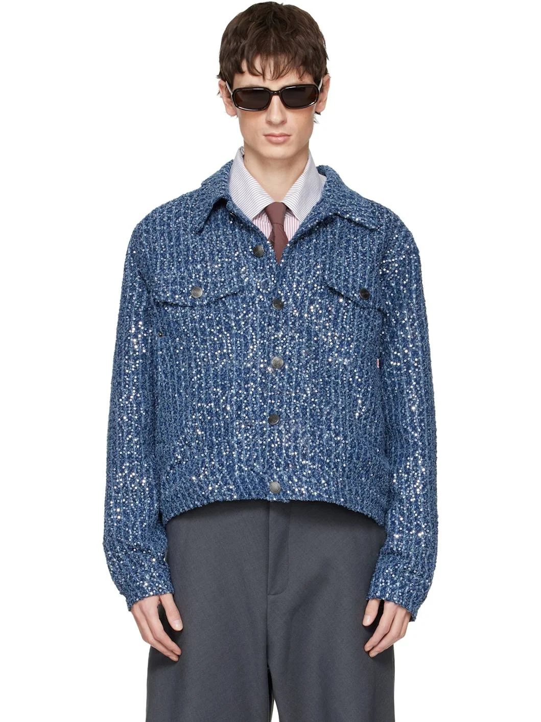 Blue Art Denim Jacket - 1