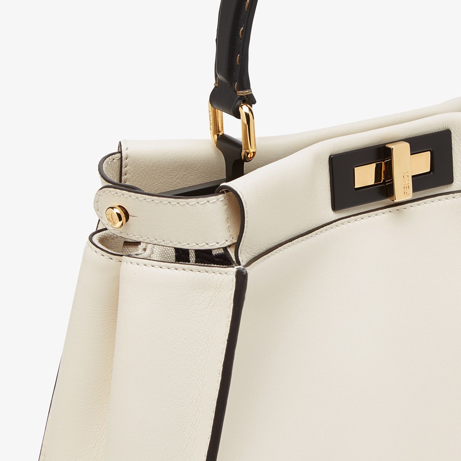 White leather and FF embroidery bag - 6