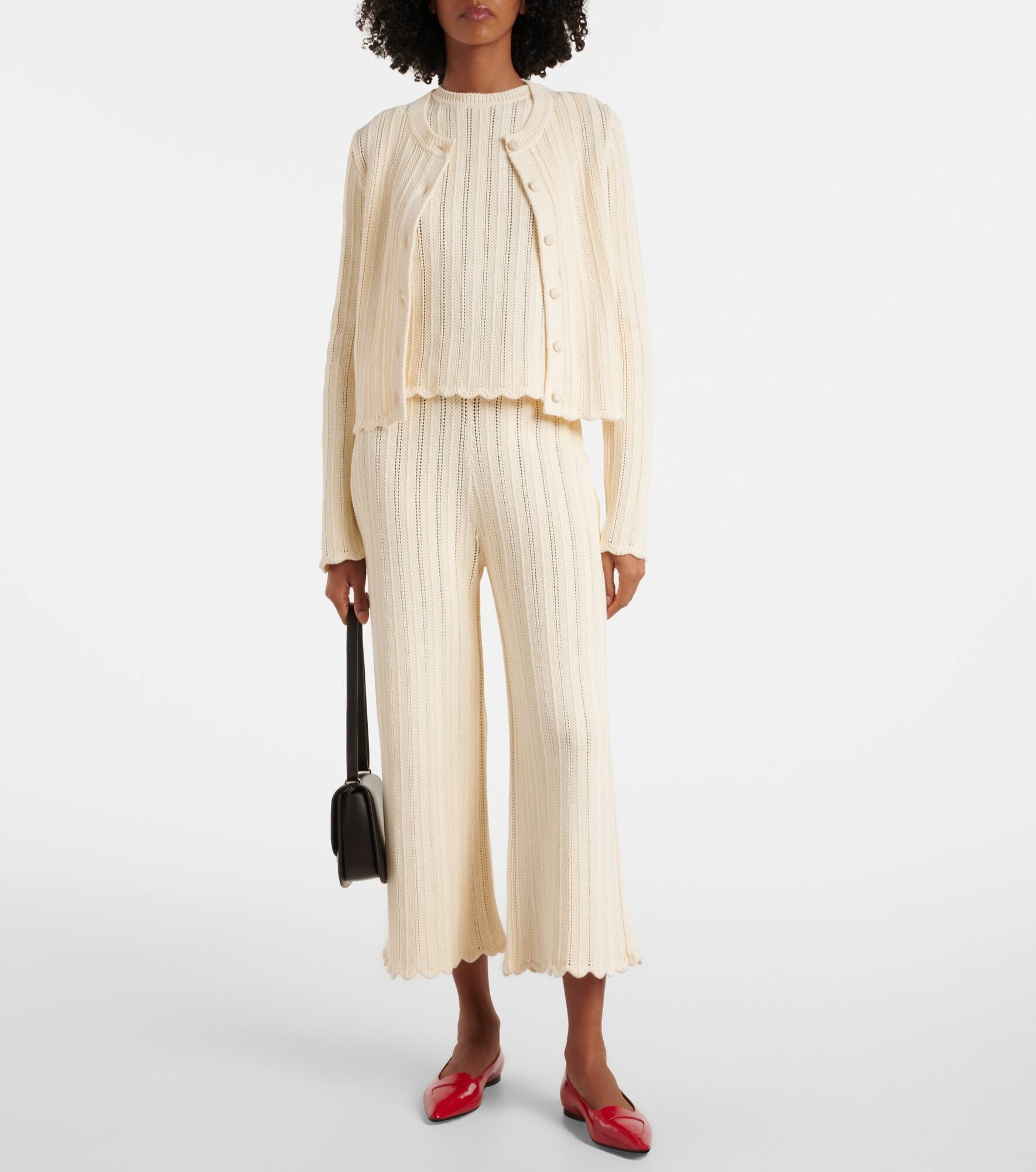 Mariette scalloped pointelle cotton cardigan - 2