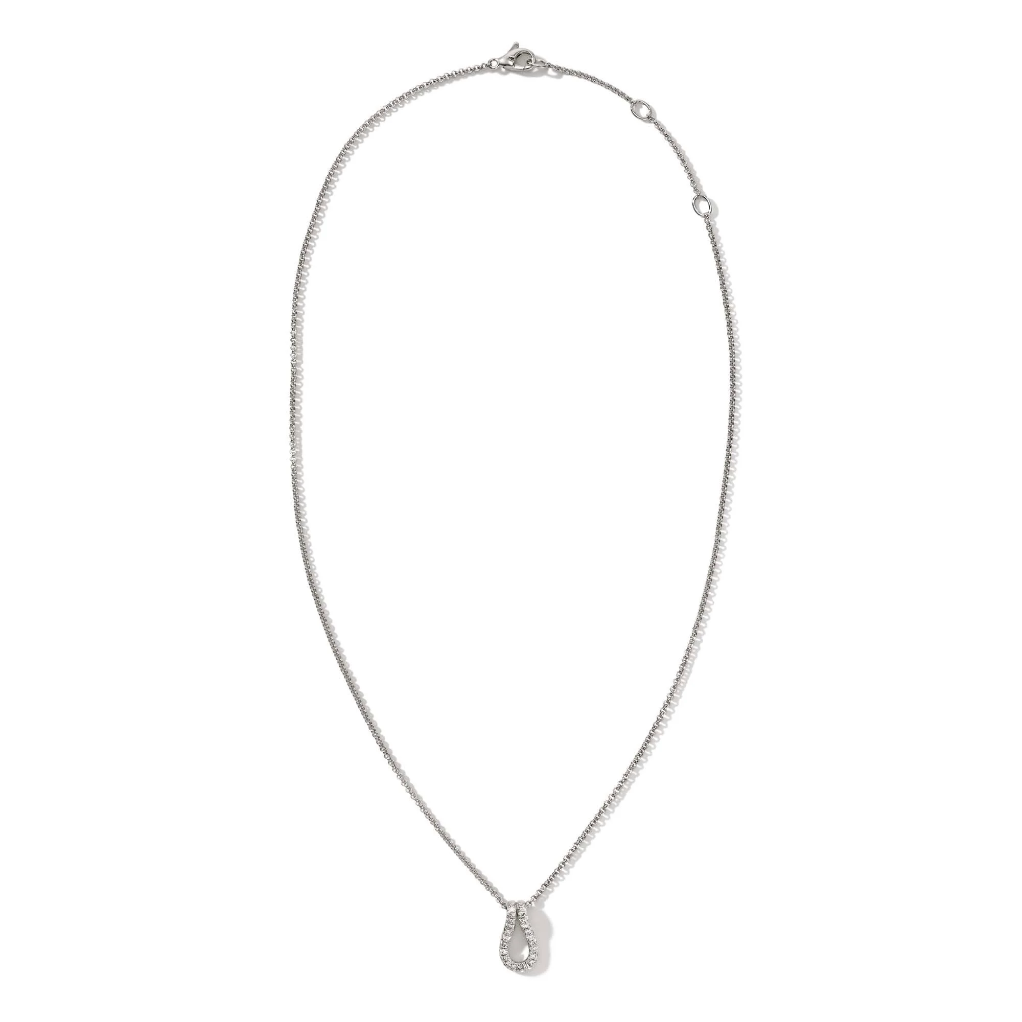 Surf Pendant Necklace, Silver, Diamonds - 1