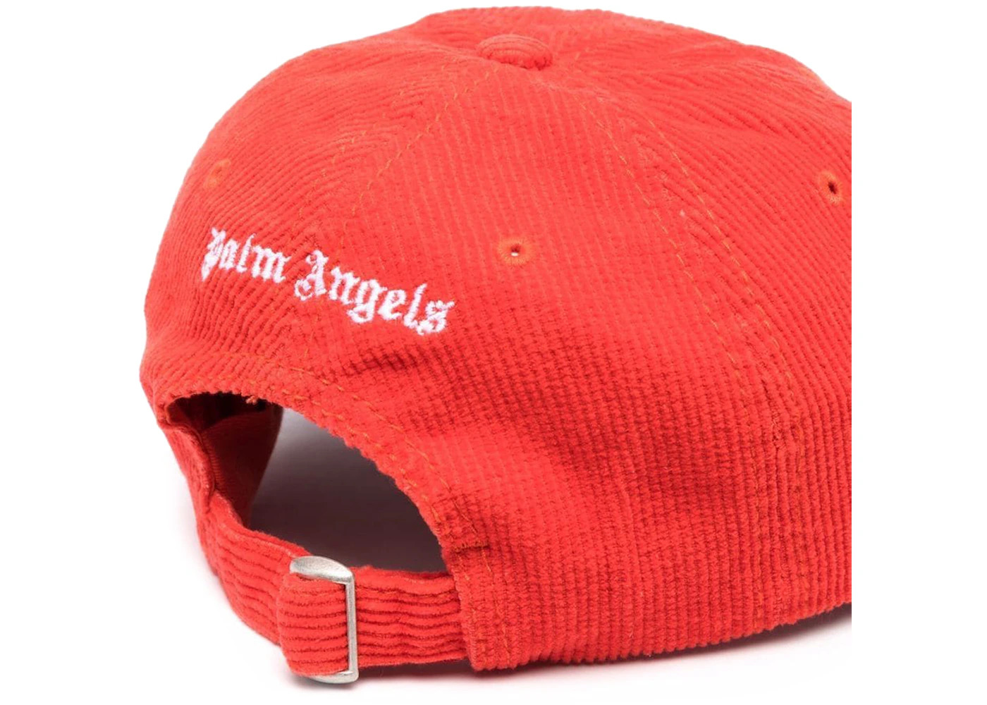 Palm Angels Corduroy Embroidered Logo Cap Red White - 2