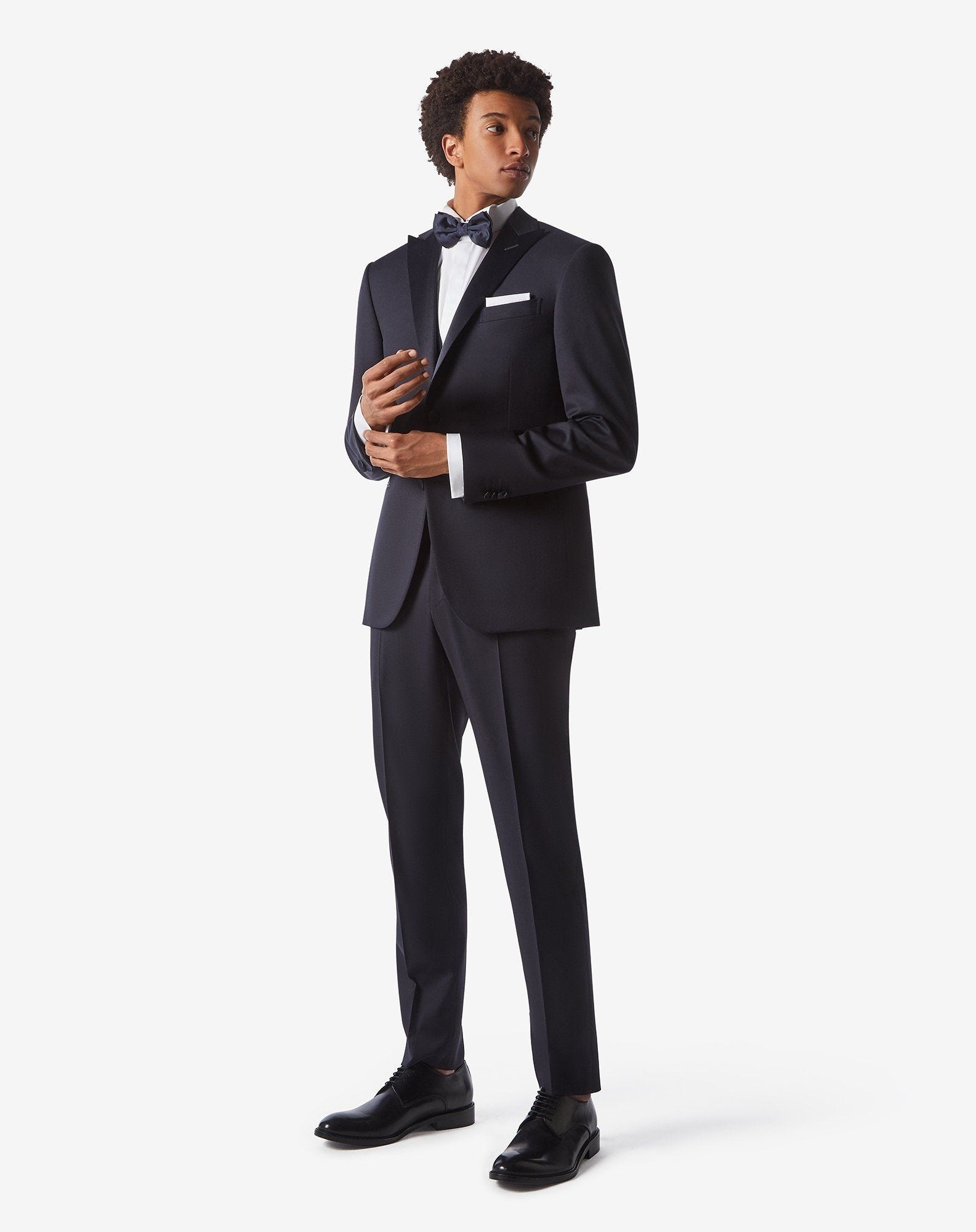 Navy blue S130's wool twill tuxedo - 2